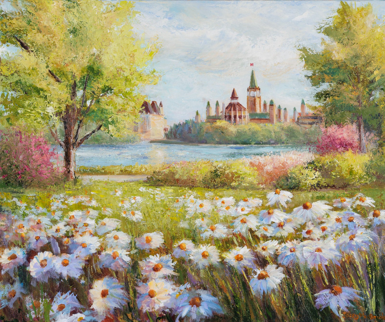 Ottawa “Daisies By The River” by Jacky MacDonald – acrylic on canvas.