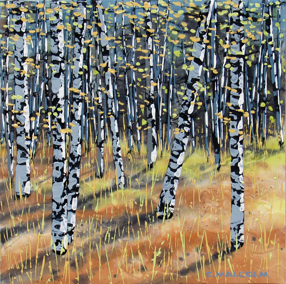 Landscape “Treescape 17321” by Carole Malcolm – acrylic on canvas.