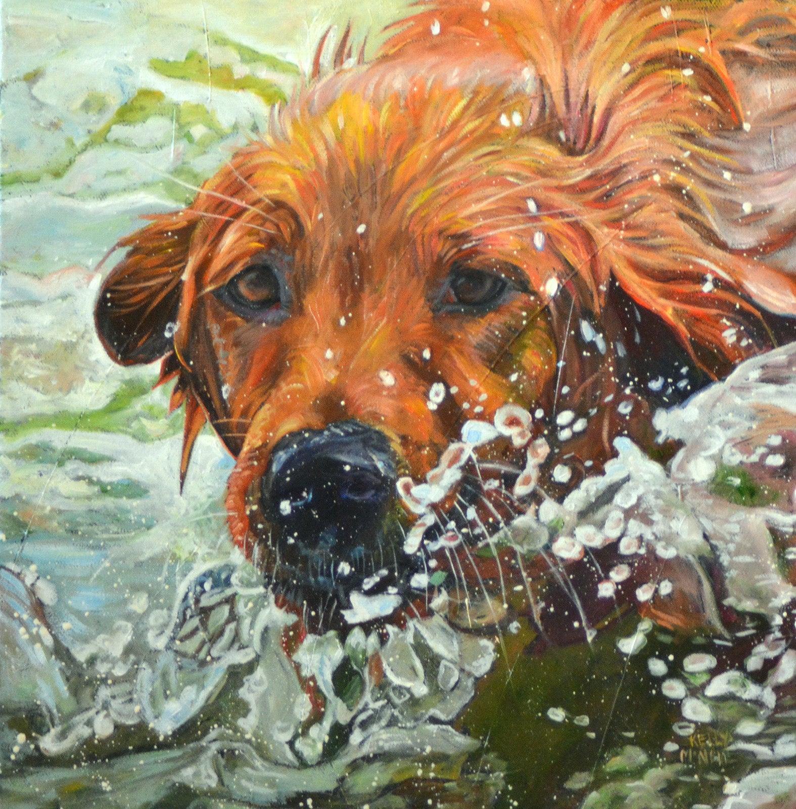 Animals “Born Swimmer” by Kelly McNeil – oil on canvas.