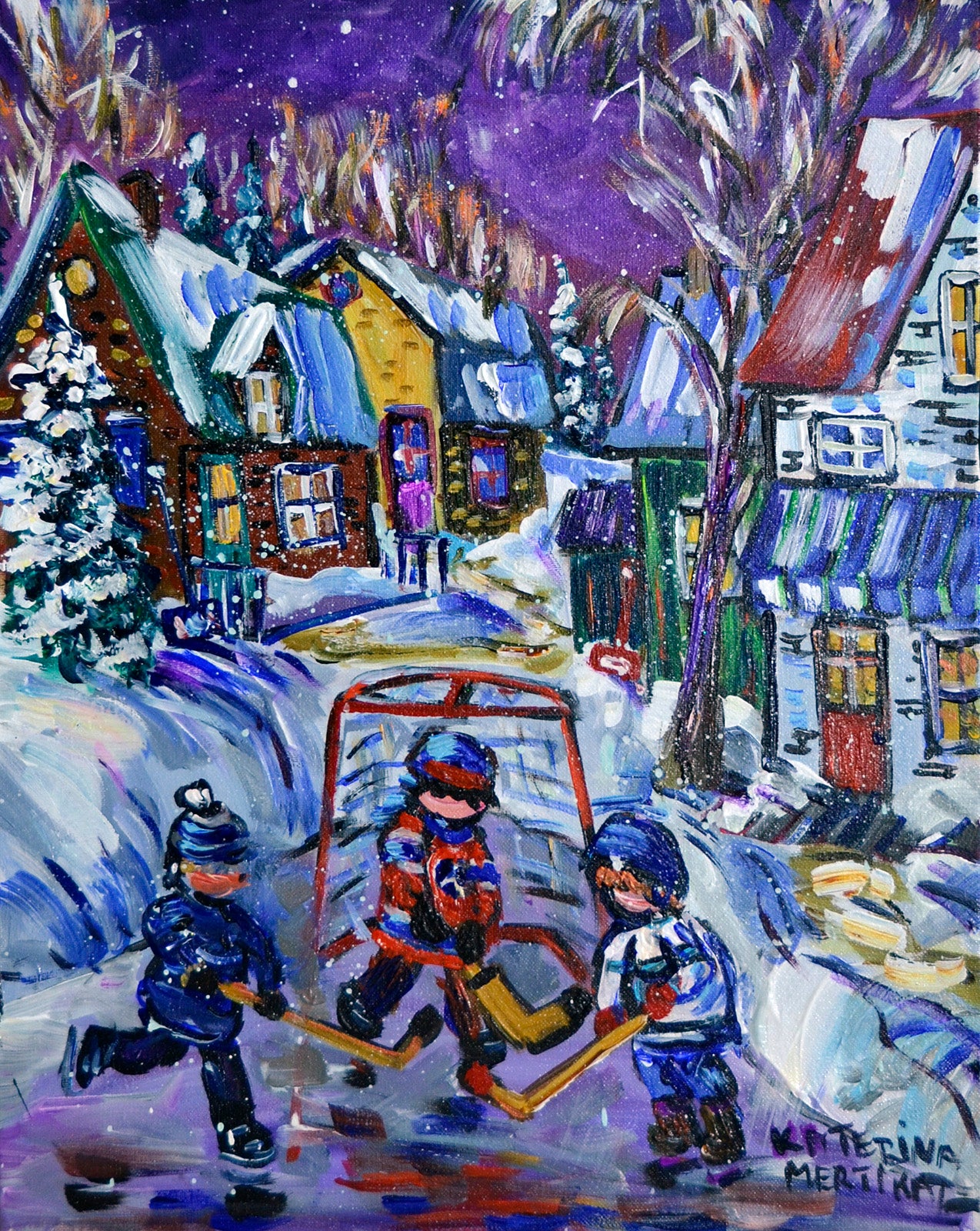 Children “Quick Game Tonight” by Katerina Mertikas – acrylic on canvas.
