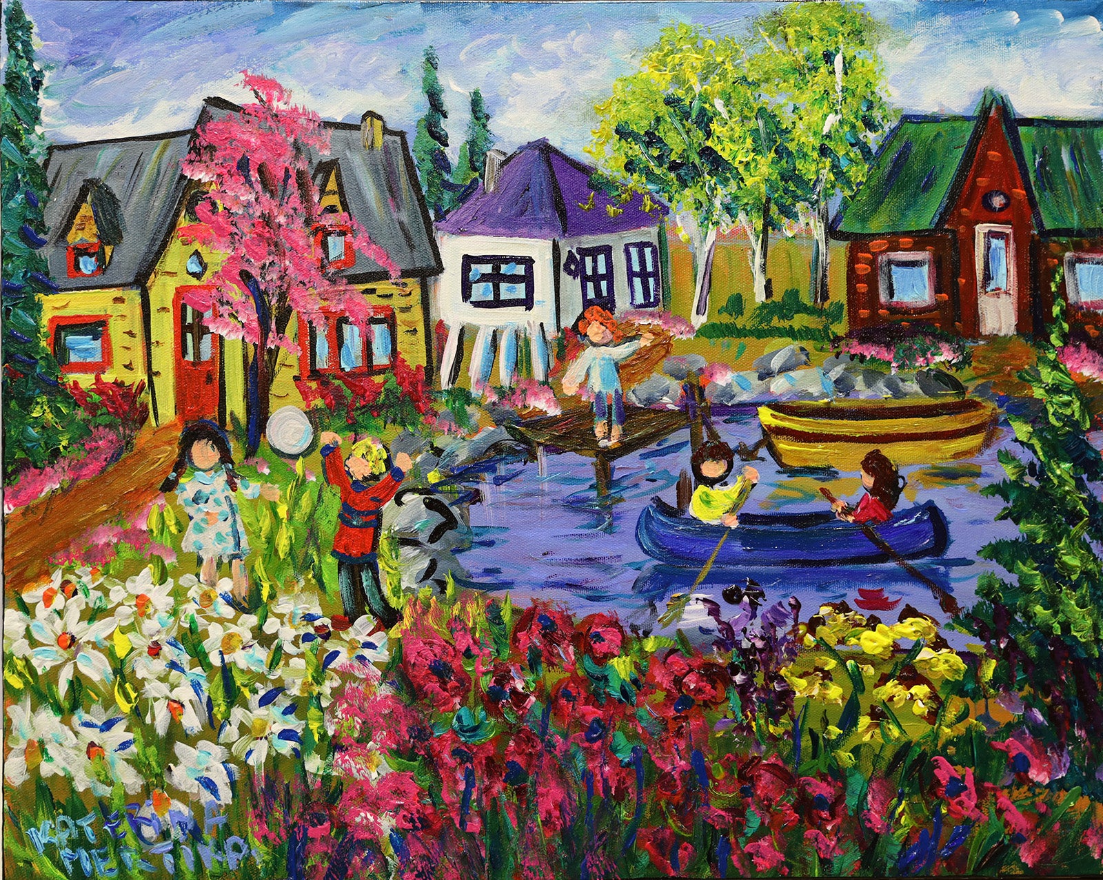 Children “Summer Delights” by Katerina Mertikas – acrylic on canvas.