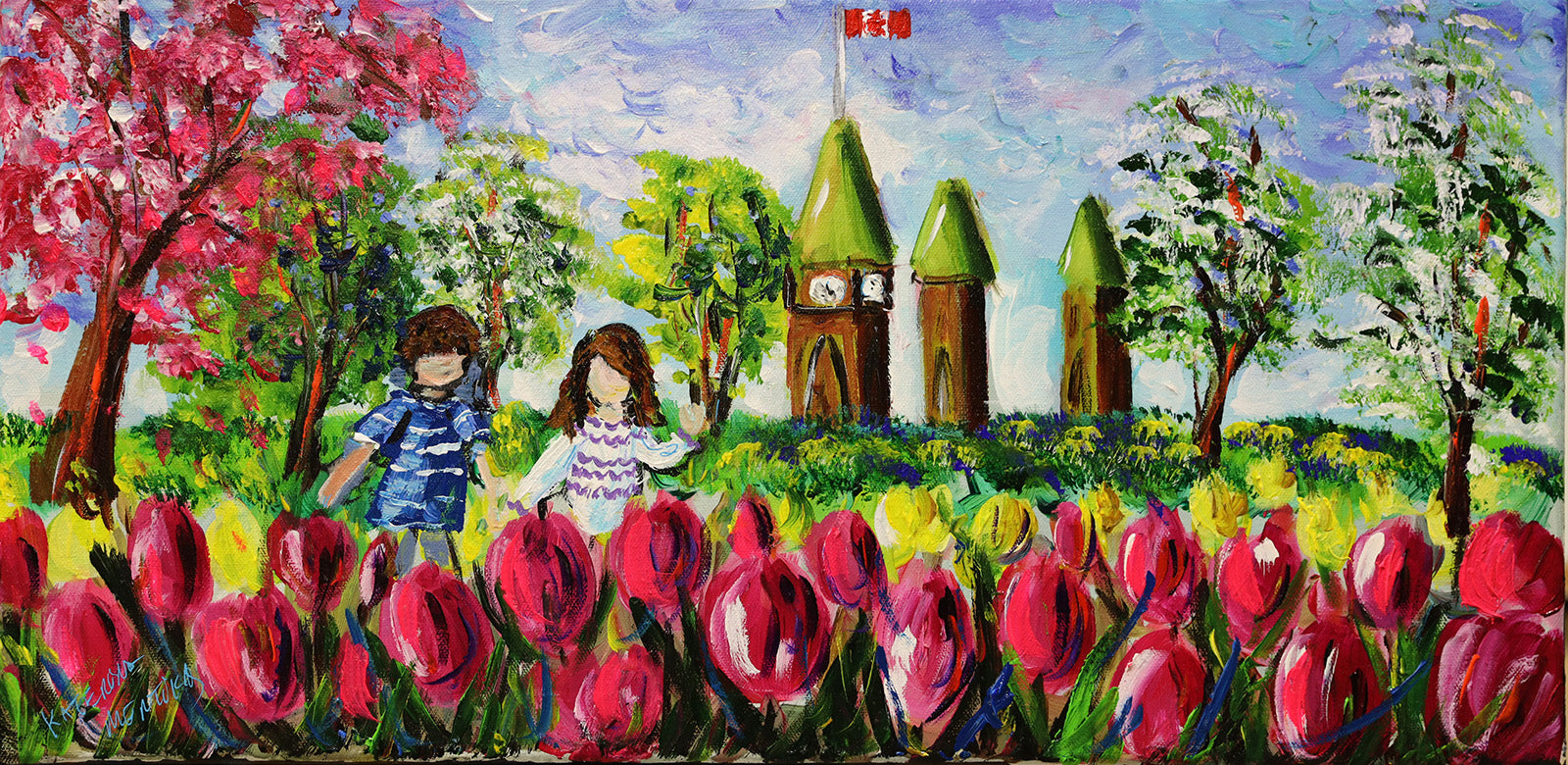 Children “Pink Tulips” by Katerina Mertikas – acrylic on canvas.