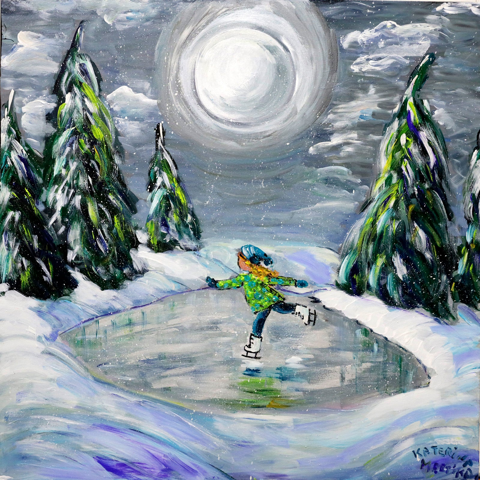 Children “The Art Of Skating” by Katerina Mertikas – acrylic on canvas.
