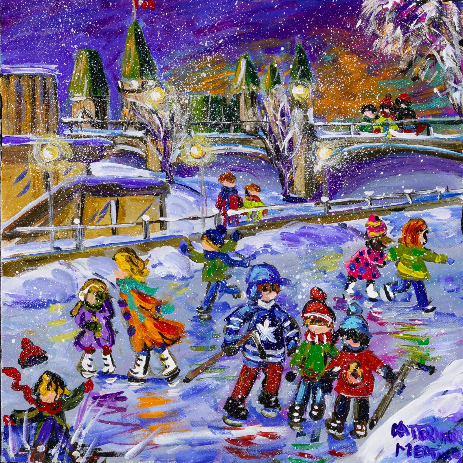 Children “Ottawa Loves Skaters” by Katerina Mertikas – acrylic on canvas.