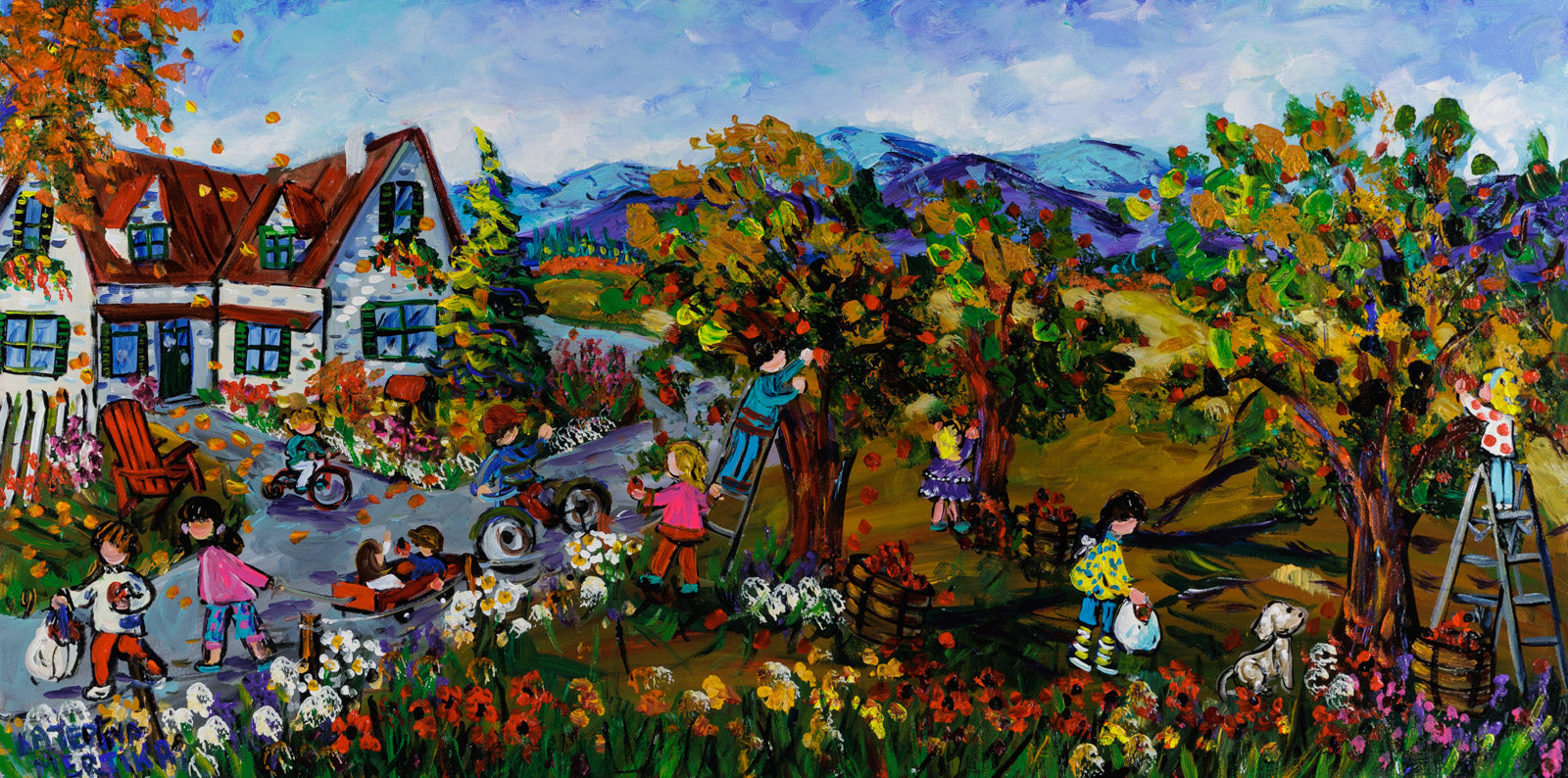 Children “Apples For Apple Pie” by Katerina Mertikas – acrylic on canvas.