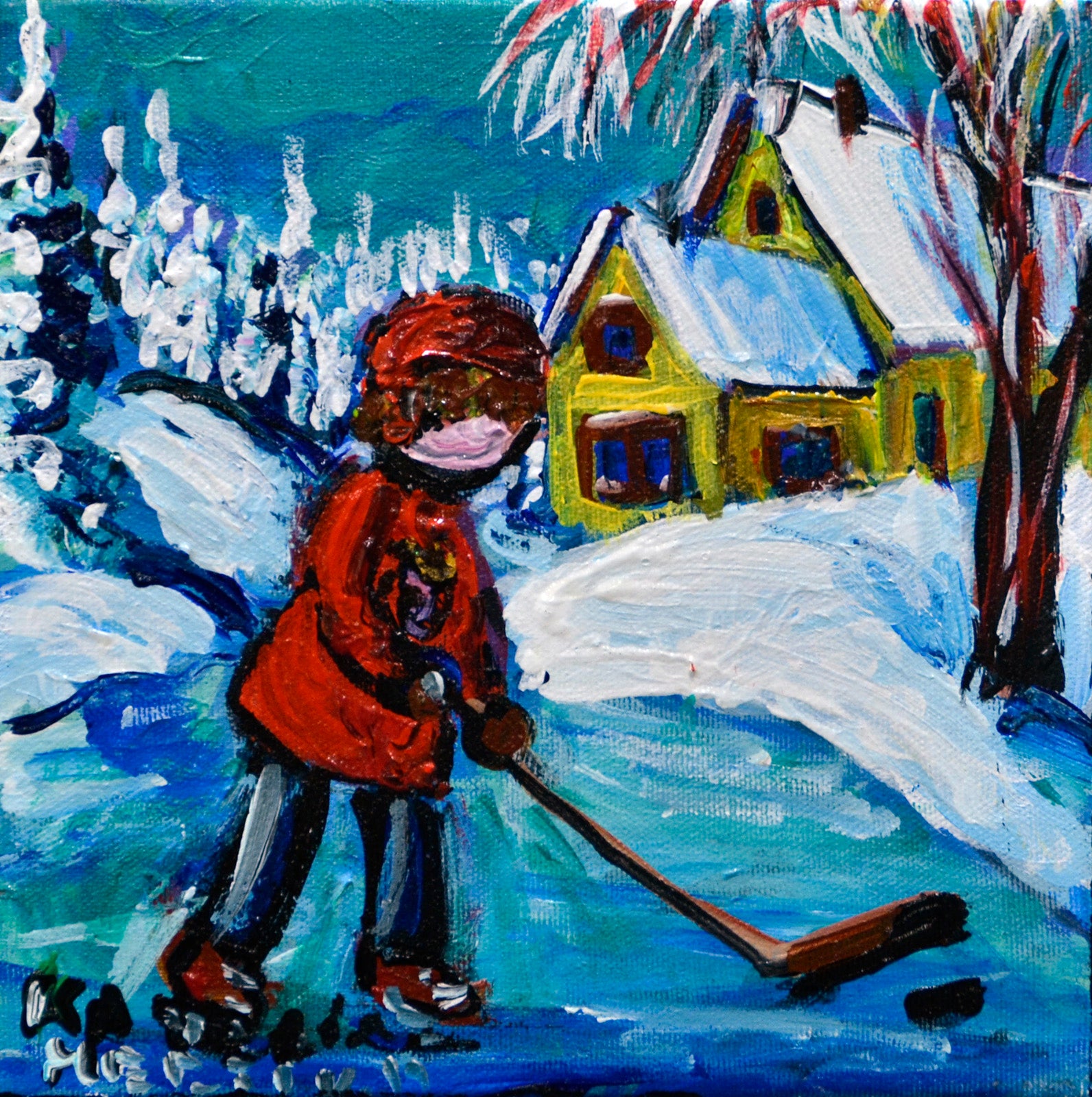 Children “Hockey Practice” by Katerina Mertikas – acrylic on canvas.