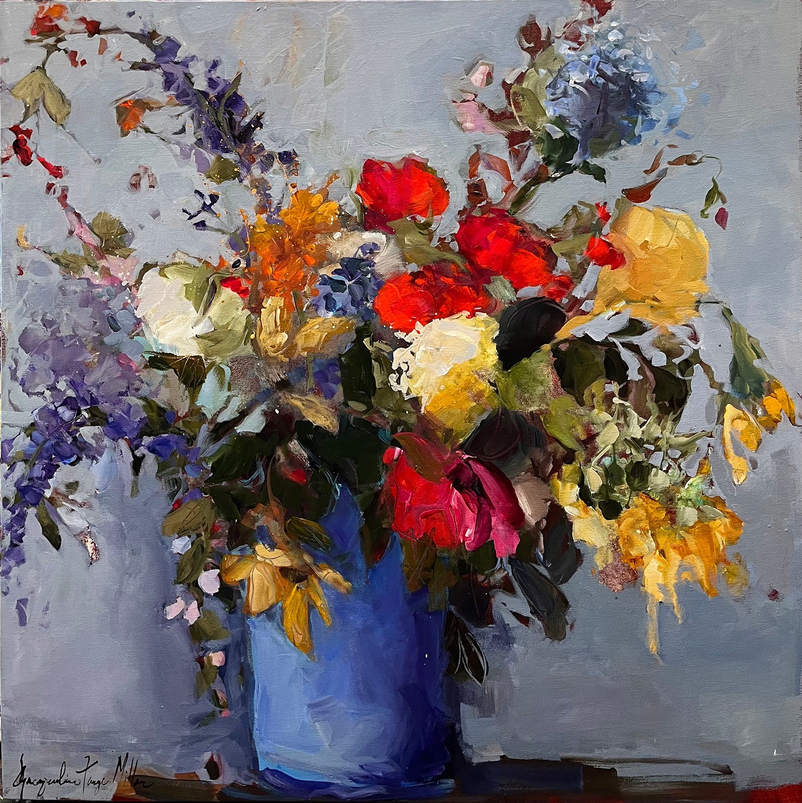 Floral “Romancing The Garden” by Jacqueline Miller – acrylic on canvas.