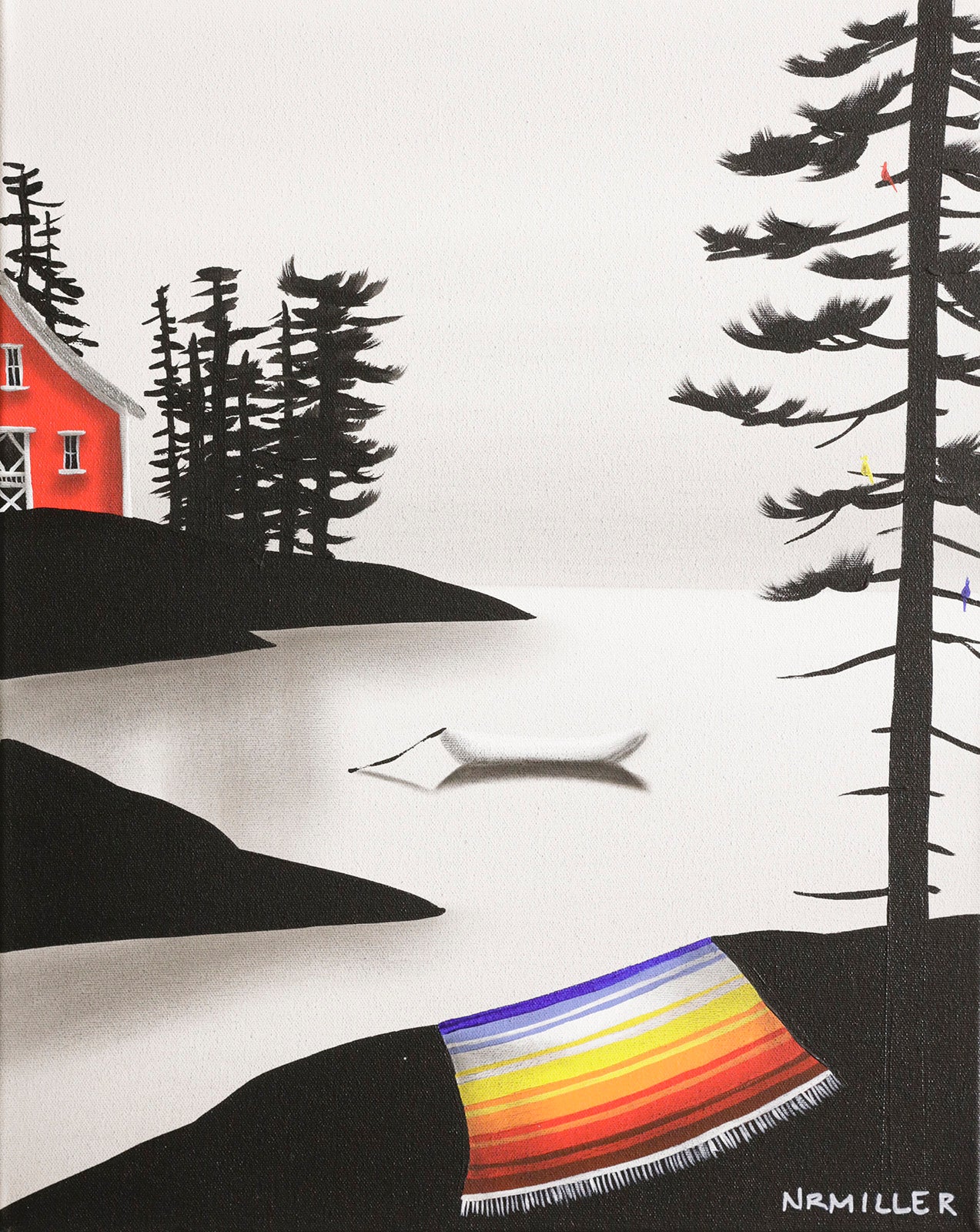 Landscape “Three Little Birds” by Natasha Miller – acrylic & charcoal on canvas.