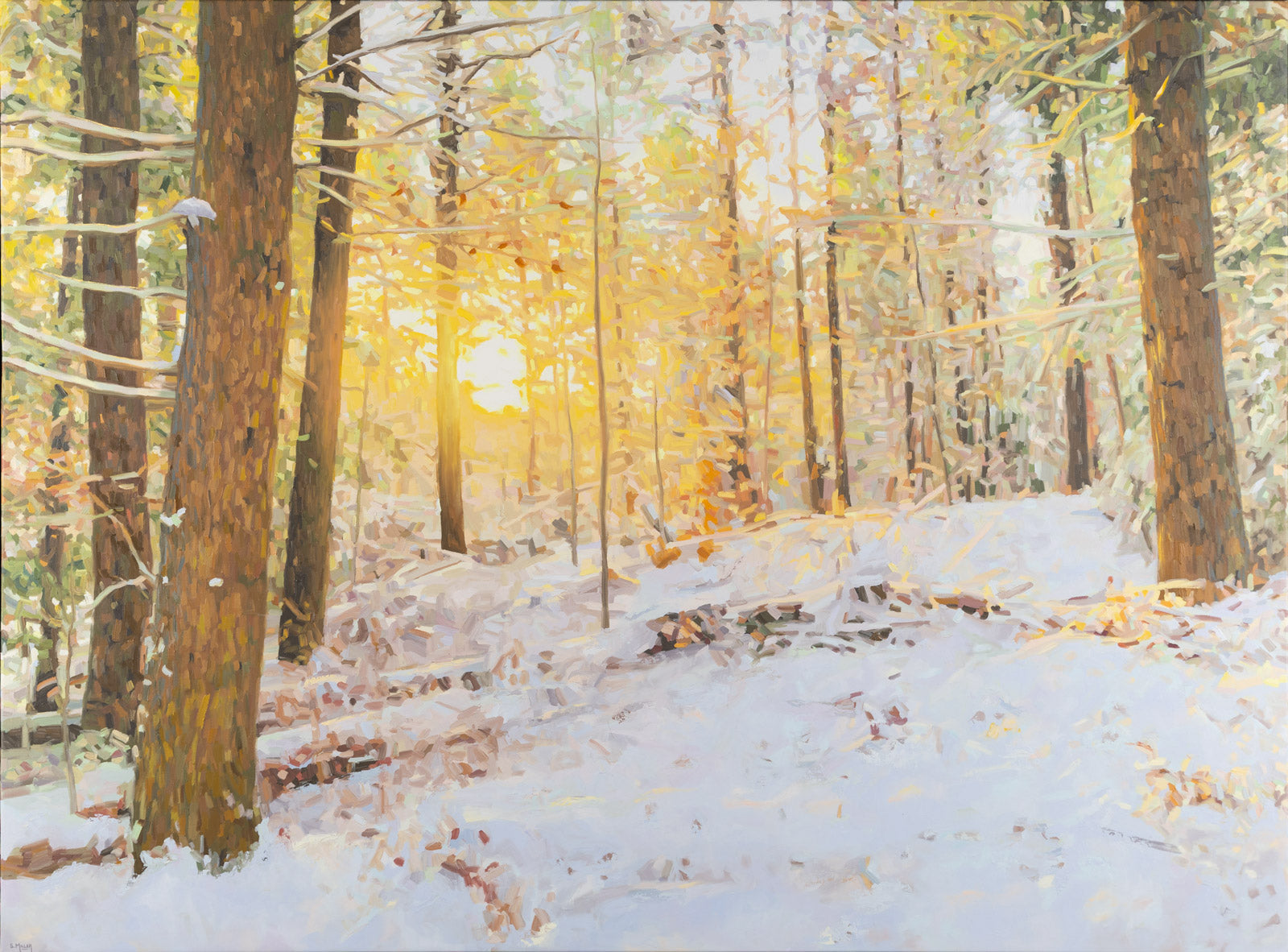 Landscape “Winter Wonderland” by Sue Miller – oil on canvas.