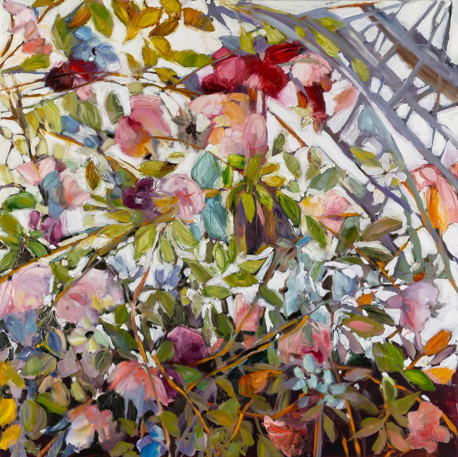 Floral “Secret Life” by Jacqueline Miller – oil on canvas.
