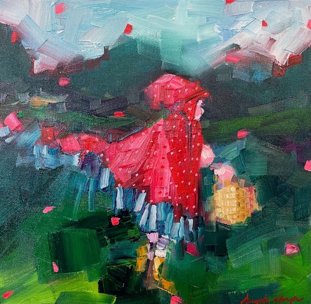 Figurative “Study: Cape & Conquer” by Angela Morgan – oil on canvas.