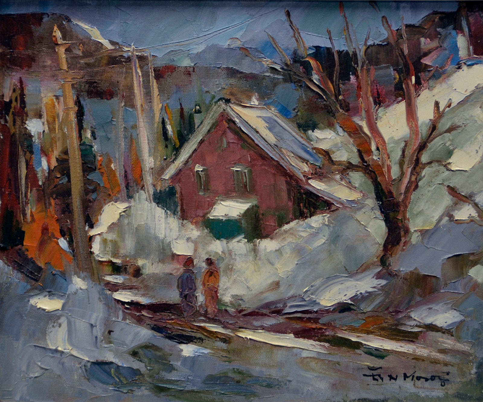 Landscape “Promenade” by Eva Mosonyi – oil on canvas.