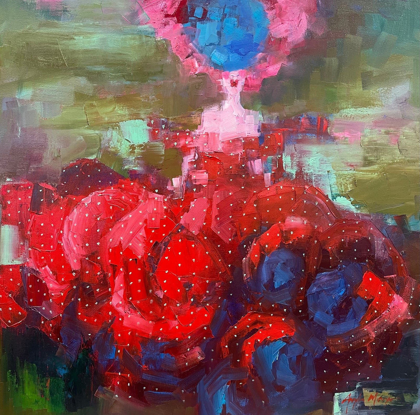 Figurative “Couture Court” by Angela Morgan – oil on canvas.