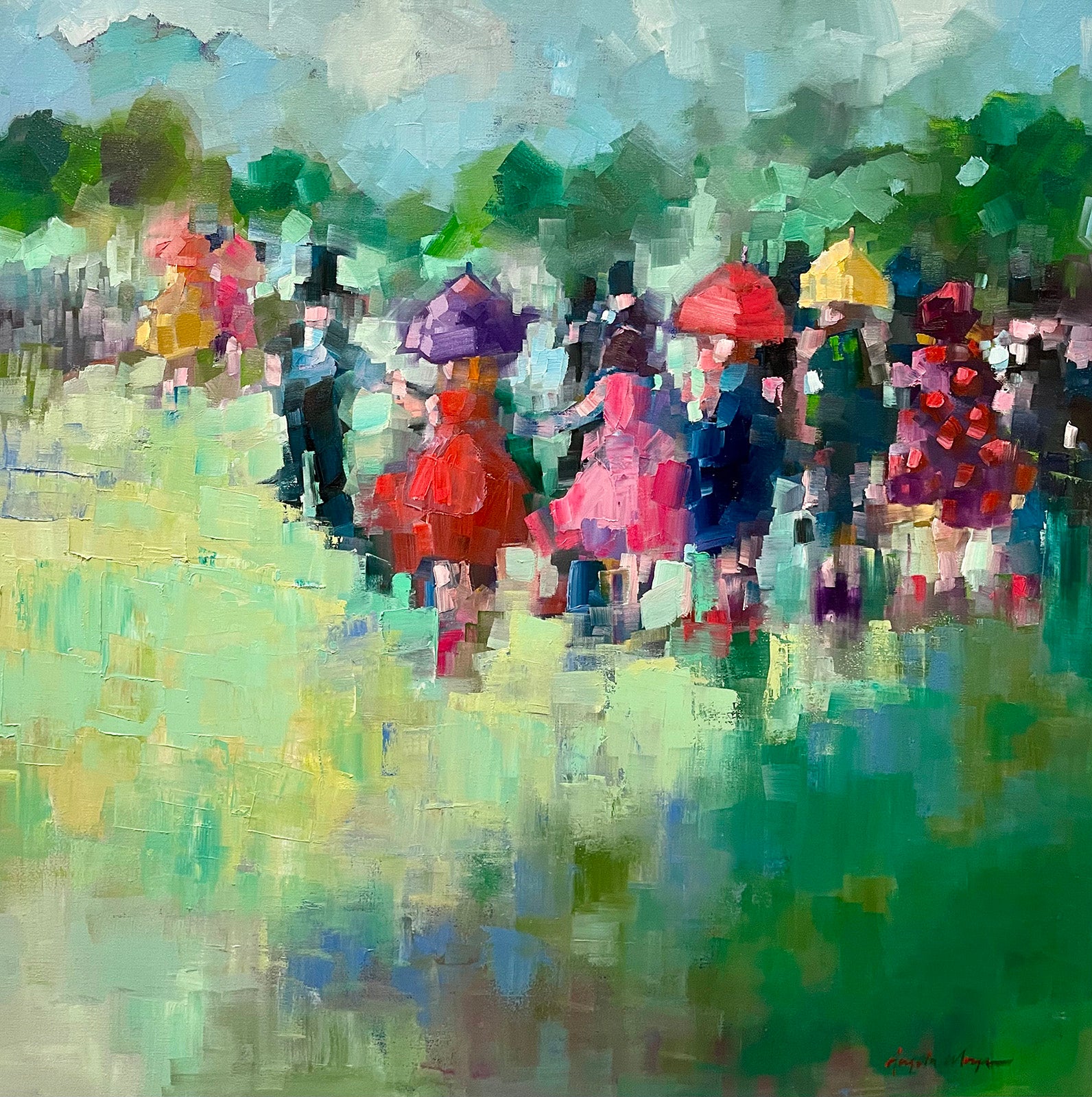 Figurative “Fortune's Fete” by Angela Morgan – oil on canvas.