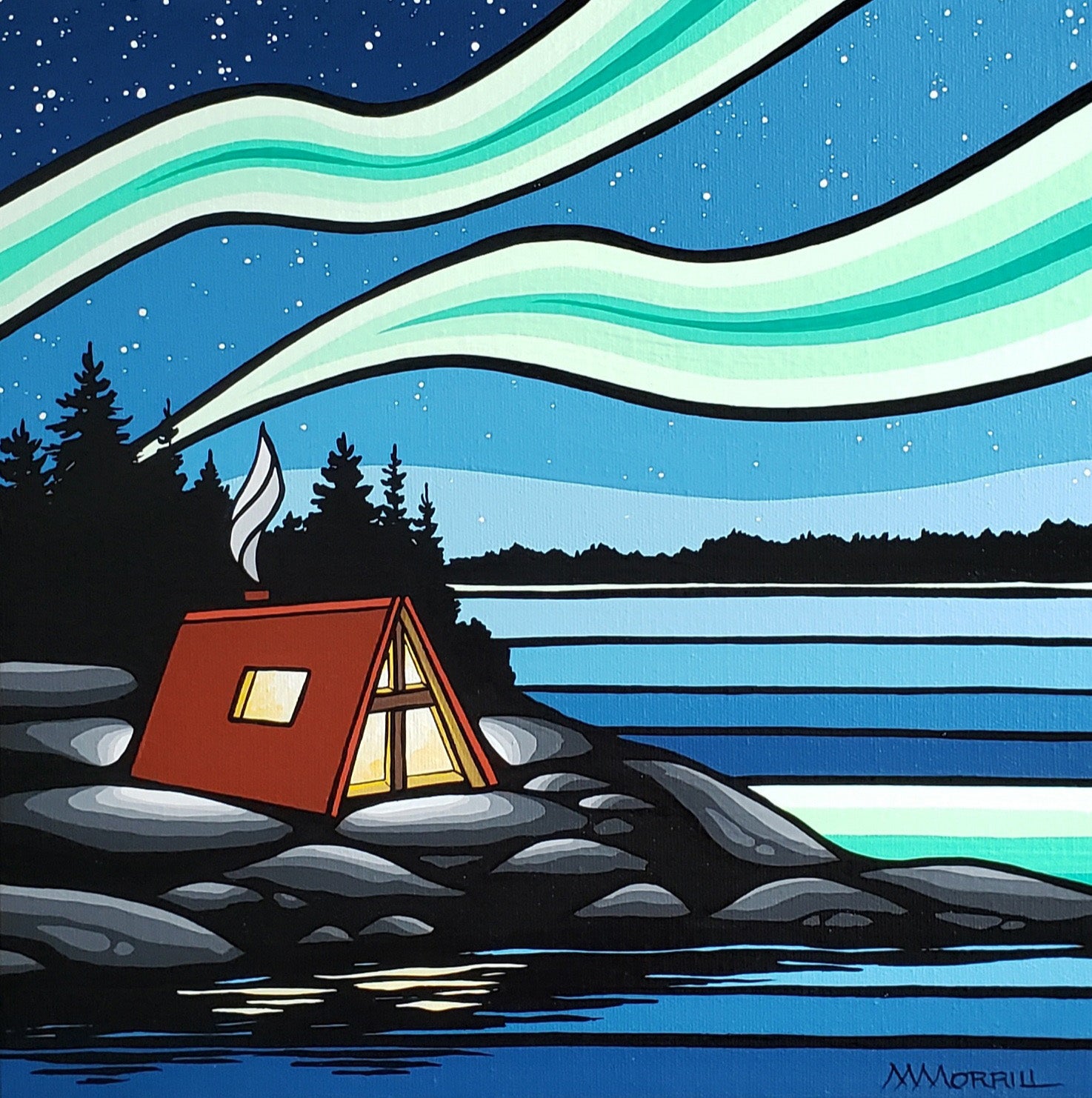 Landscape “Northern Retreat IV” by Monica Morrill – acrylic on canvas.
