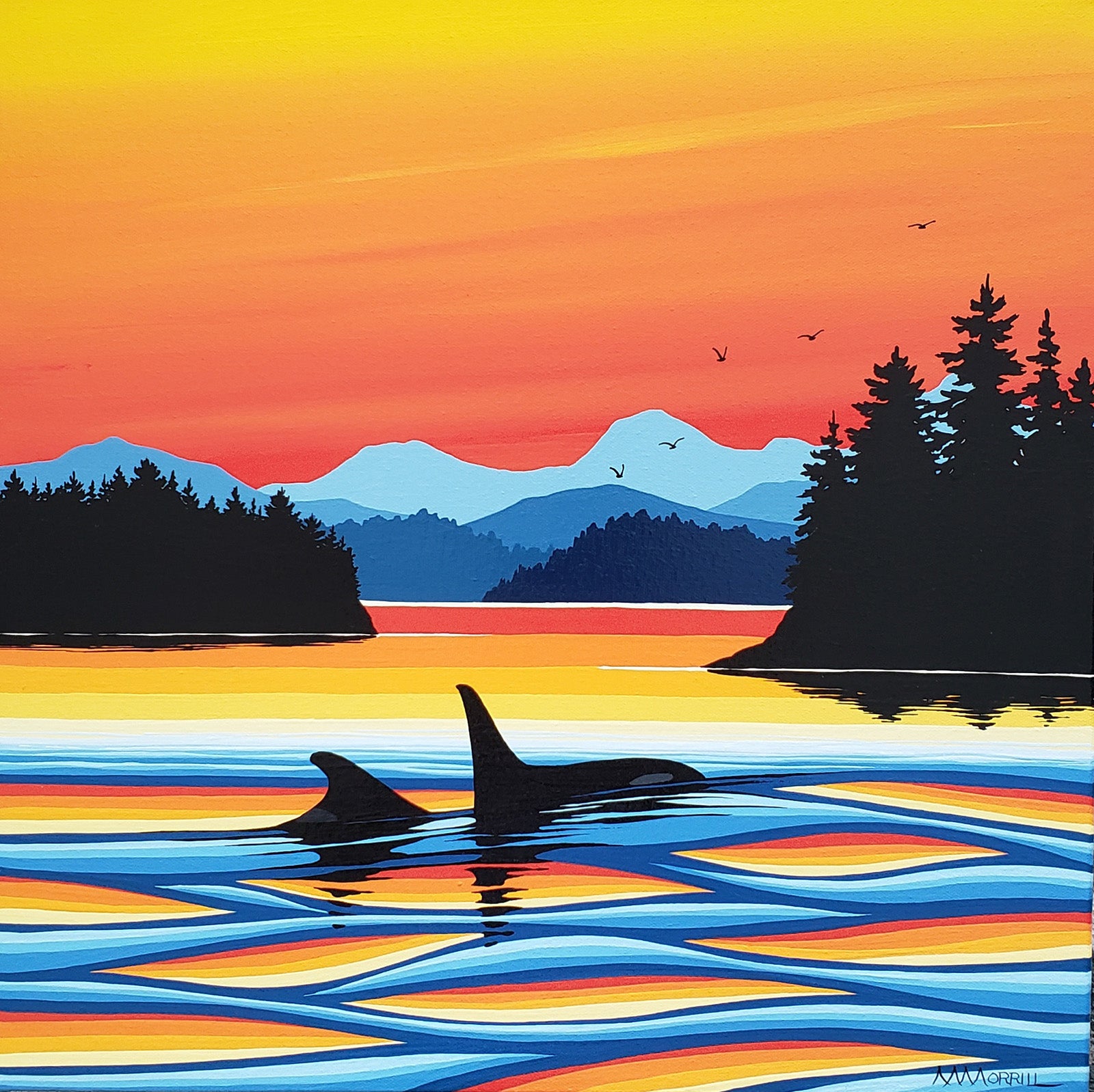 Seascape & Water “Radiant Sky IV” by Monica Morrill – acrylic on canvas.