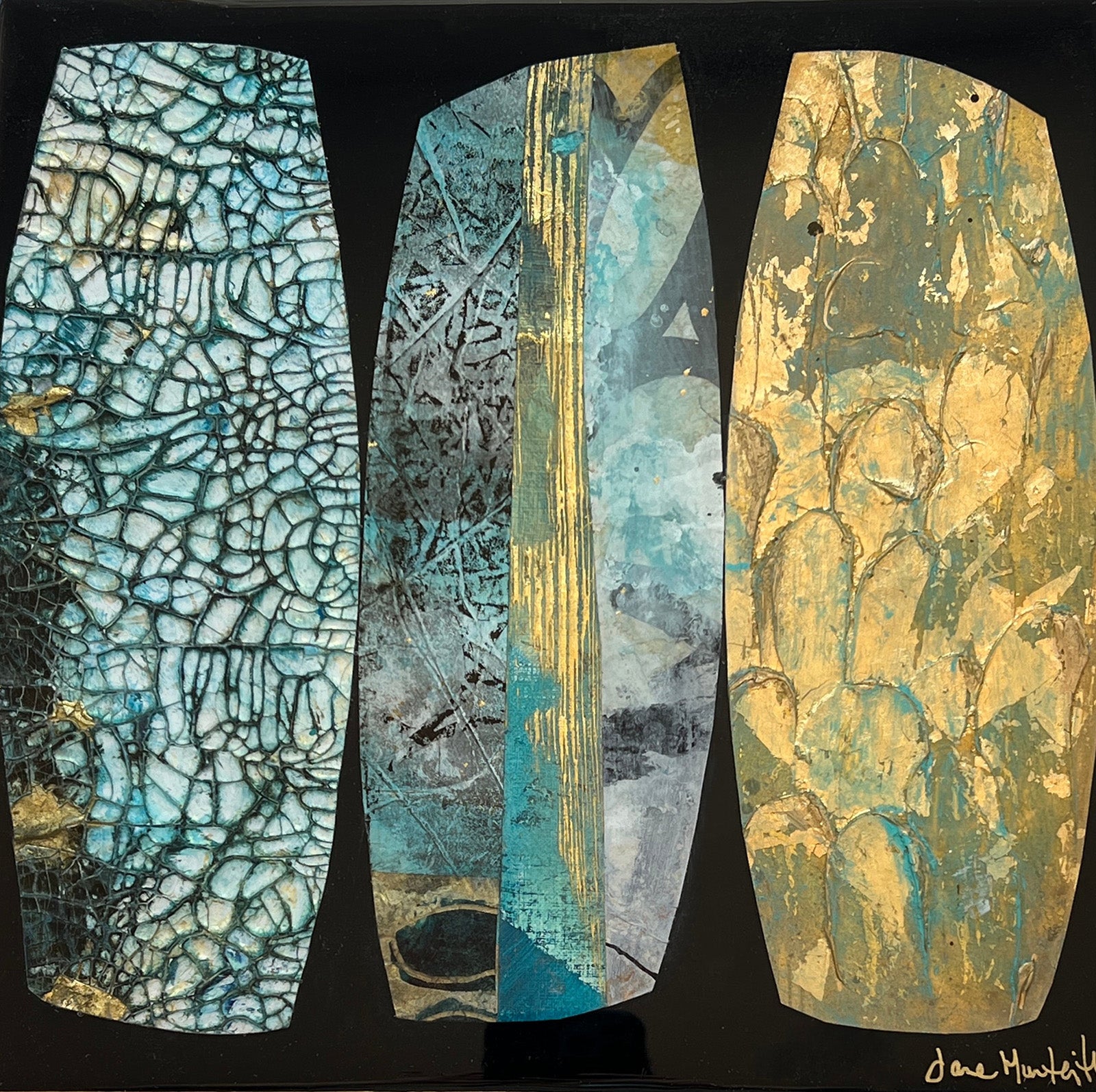 Abstracts “Node” by Jane Monteith – mixed media and resin on panel.