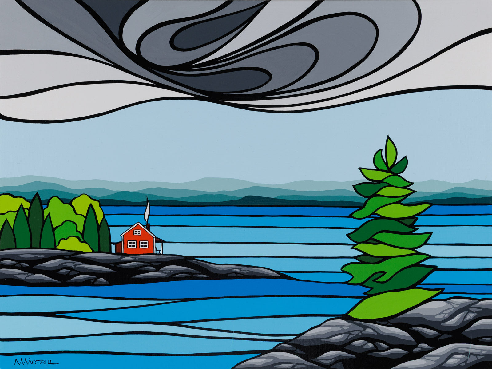 Landscape “Lakefront II” by Monica Morrill – acrylic on canvas.