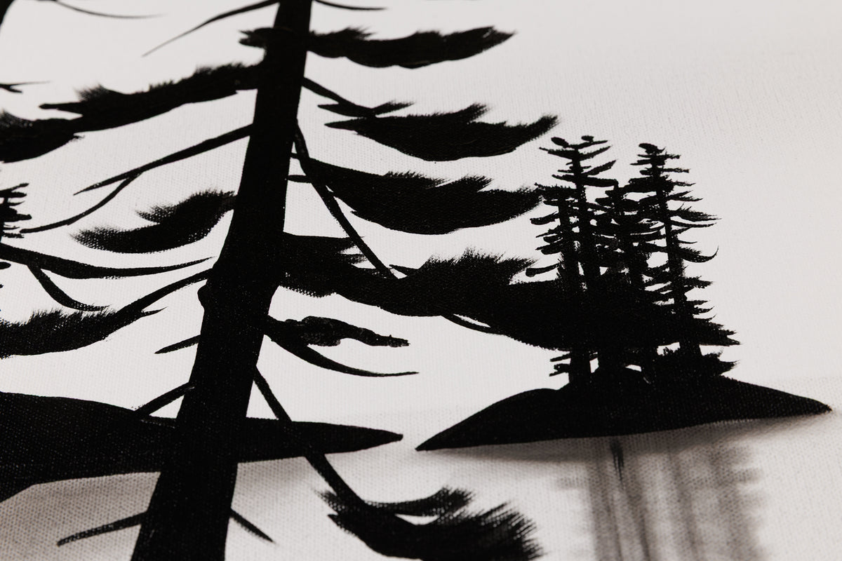 Natasha Miller, "Tucked Away Bay," detail 2, acrylic & charcoal on canvas