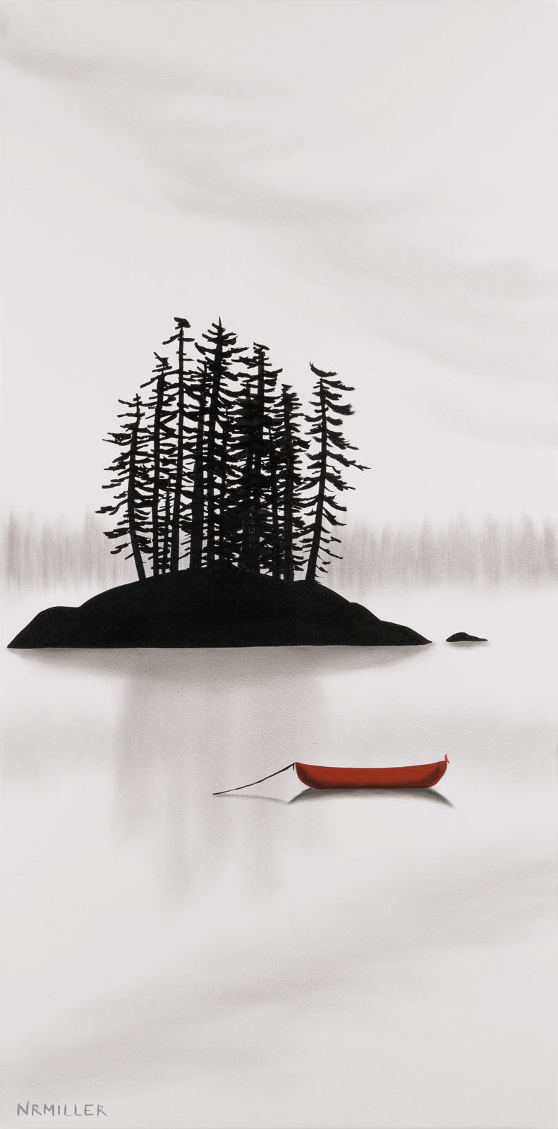 Natasha Miller, "Easy Does It," acrylic & charcoal on canvas, 48 x 24 in, contemporary landscape mixed media work, unframed canvas