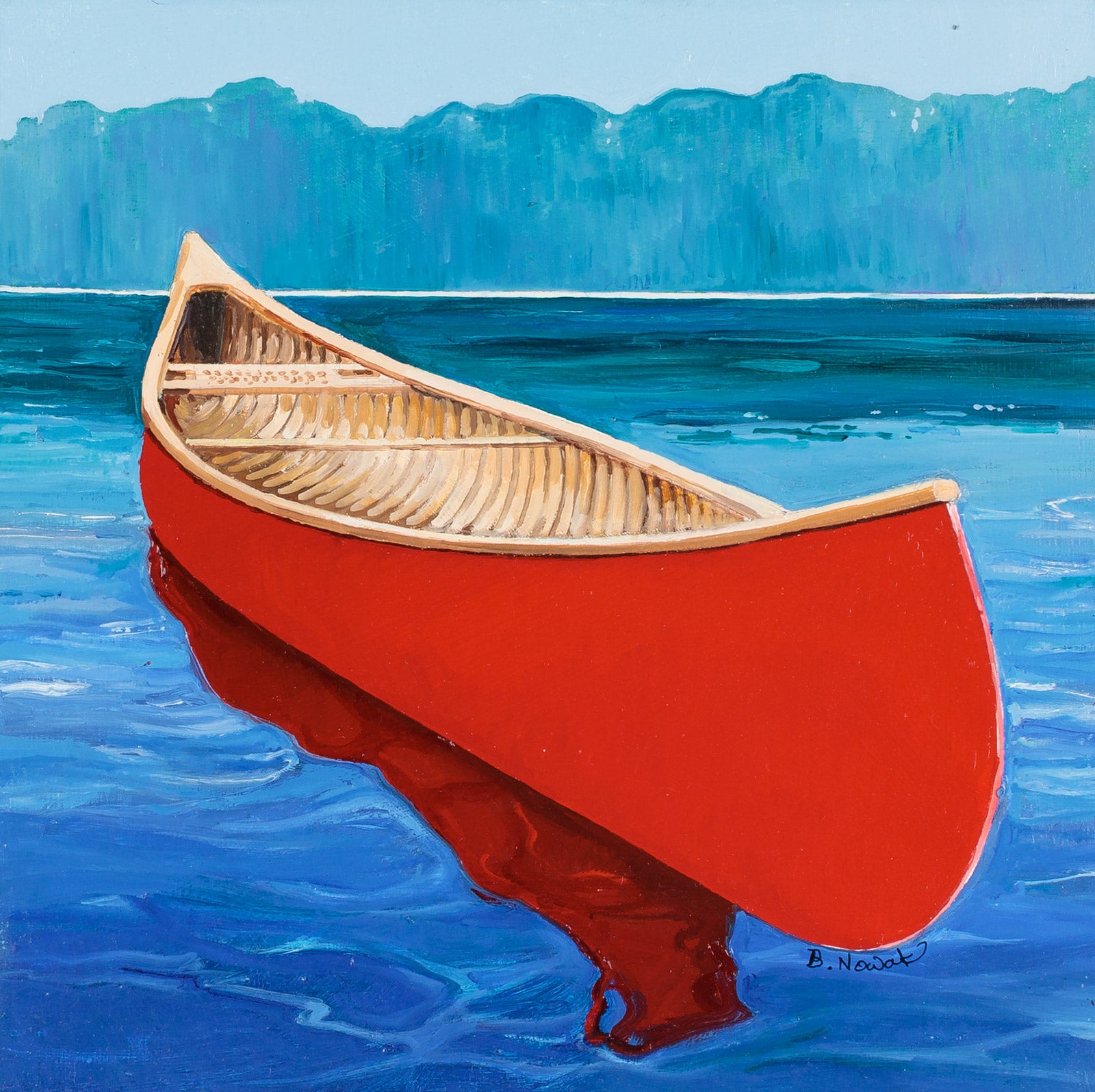 Seascape & Water “Crimson & Cobalt” by Brigitte Nowak – oil on panel.
