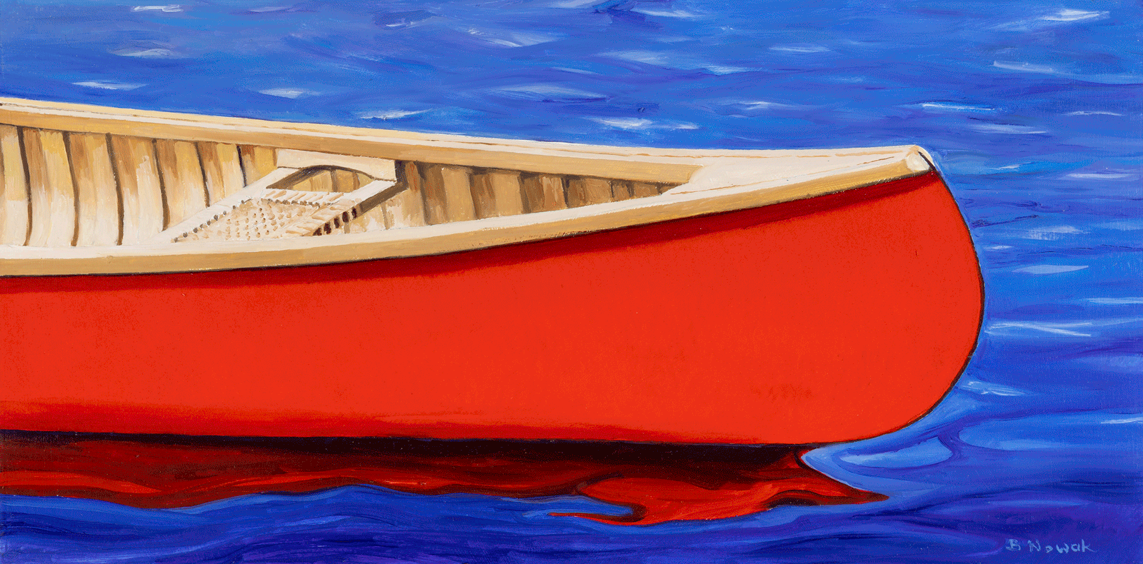 Seascape & Water “Red Bow” by Brigitte Nowak – oil on panel.