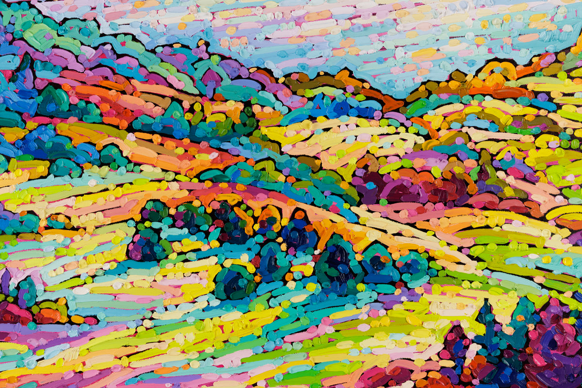 Noémie L. Côté, "The Valley in Splendour," detail view, oil on canvas