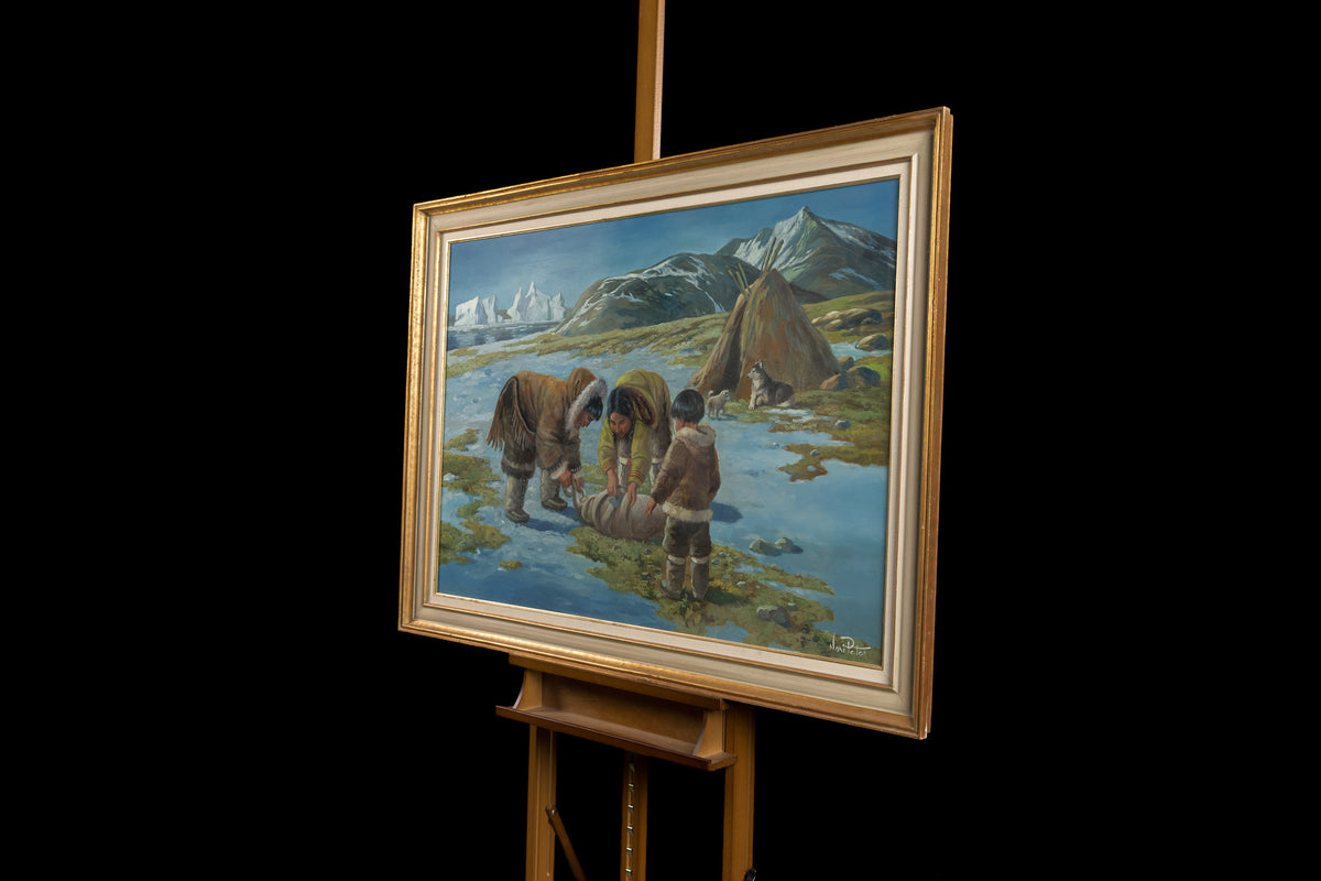 Nori Peter, "At The Campsite, Canadian Arctic," detail view, oil on panel