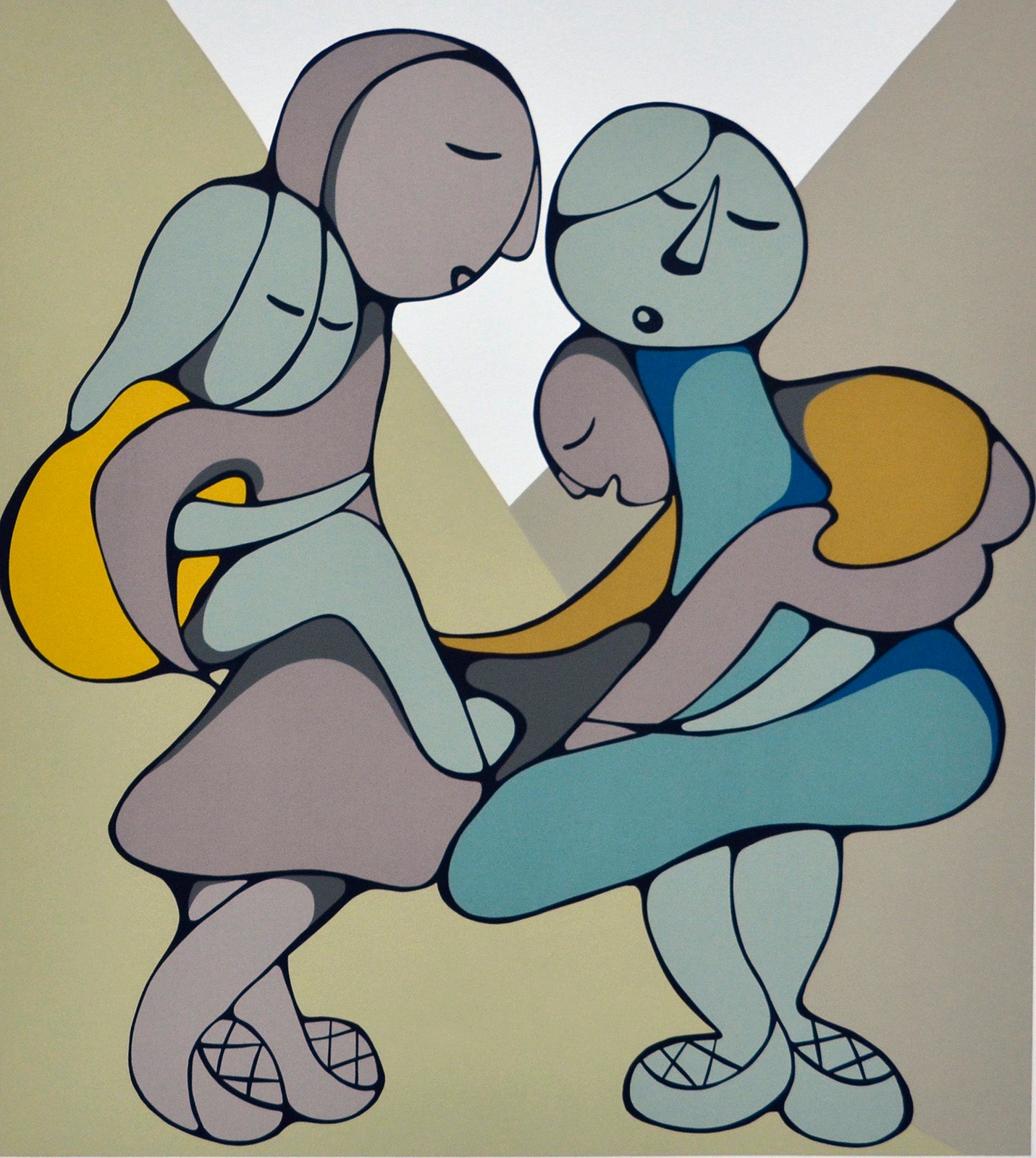 Figurative “Piggy Back” by Daphne Odjig – giclee on paper.