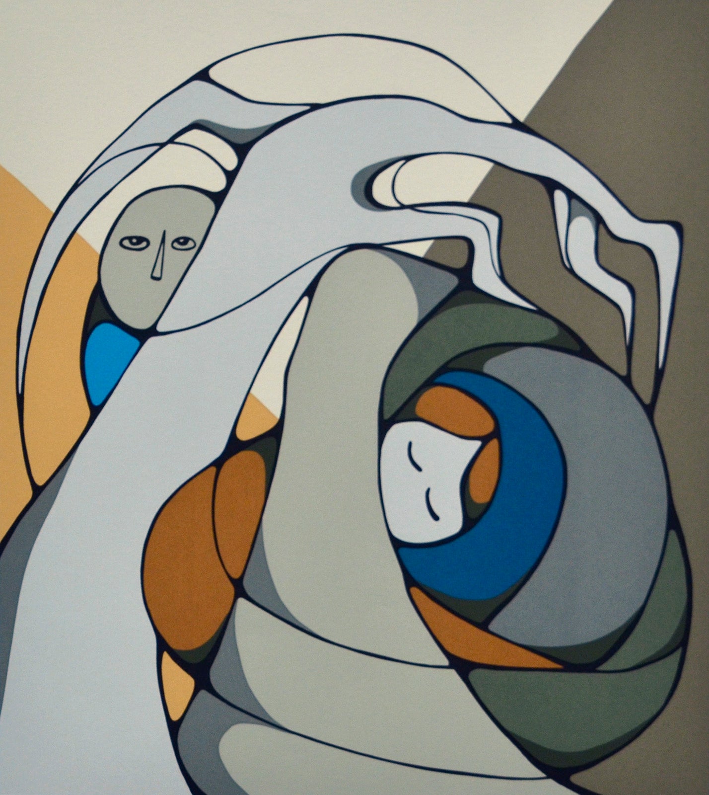 Figurative “Hide & Seek” by Daphne Odjig – giclee on paper.