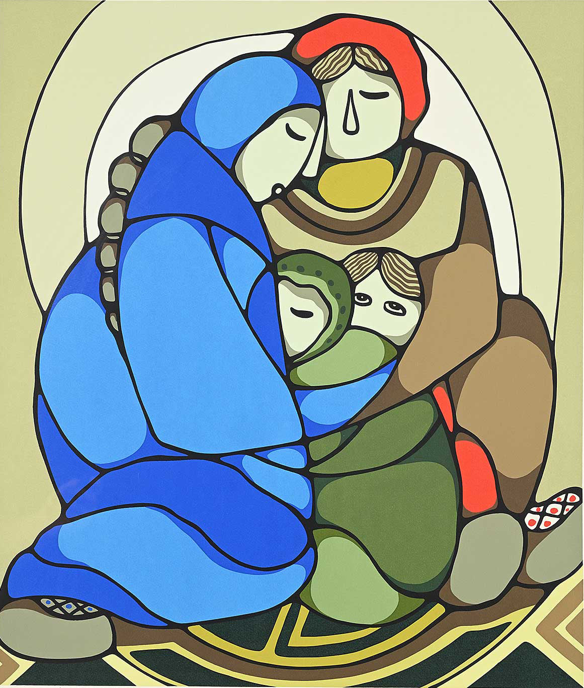 Figurative “Mothers Embrace” by Daphne Odjig – offset lithograph.