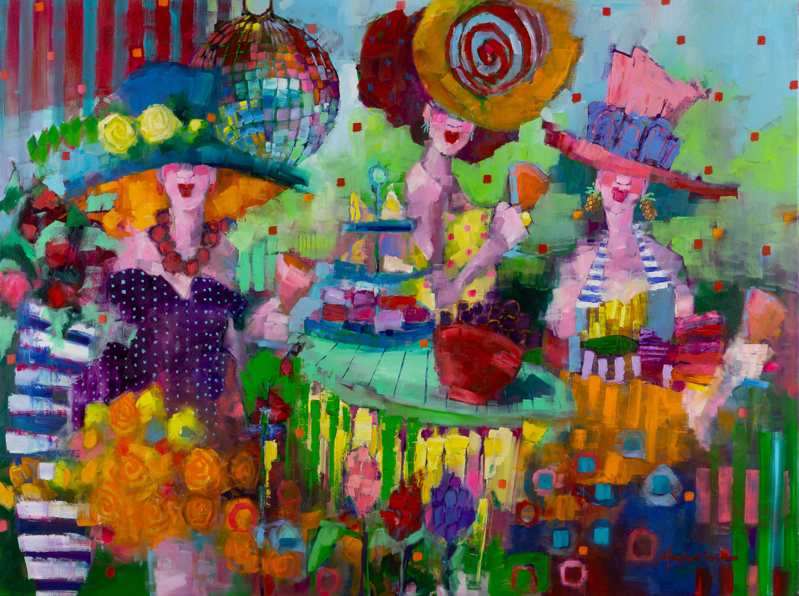 Figurative “One More Pickle For The Disco” by Angela Morgan – oil on canvas.