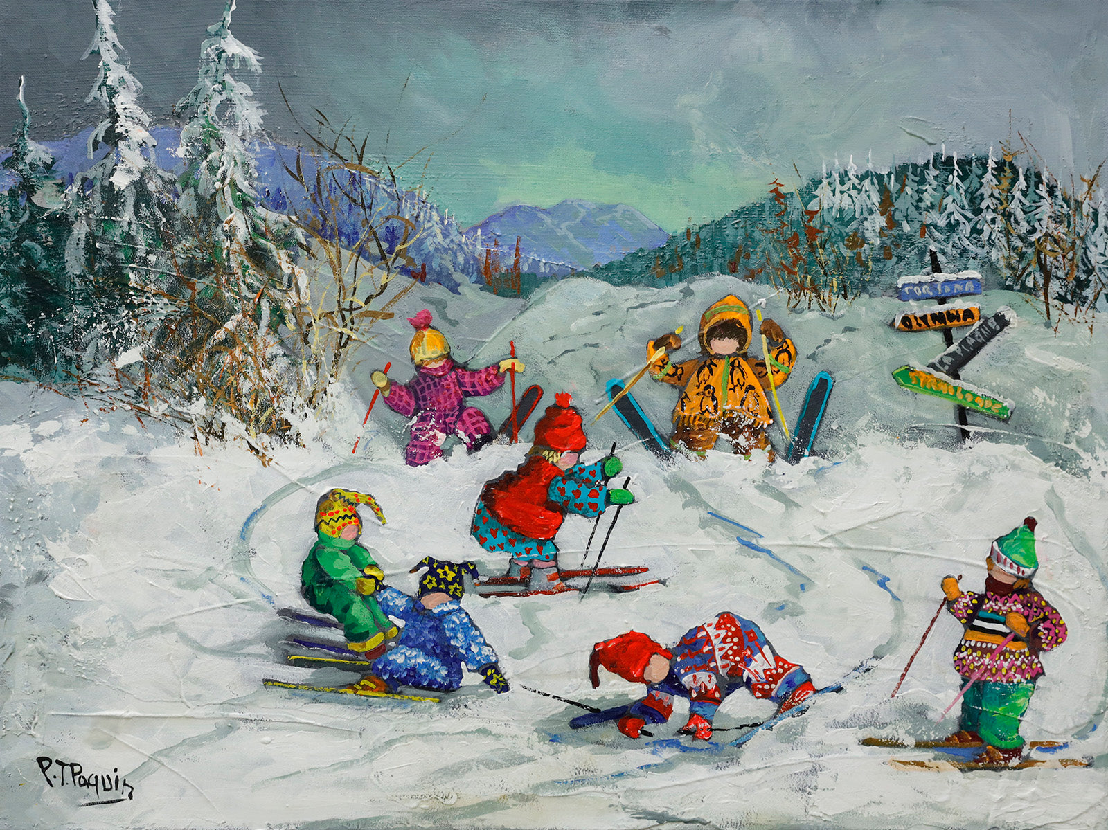 Children “Dans Quelles Directions Ont Va?” by Pauline Paquin – mixed media on canvas.