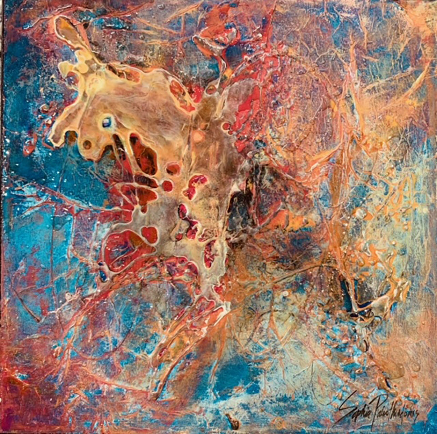 Abstracts “Holy Daydream II” by Sophia Paleotheodoros – mixed media and resin on canvas.
