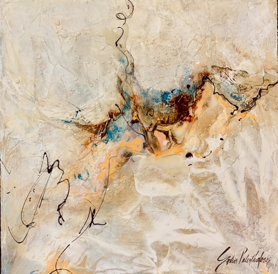 Abstracts “Holy Daydream III” by Sophia Paleotheodoros – mixed media and resin on canvas.
