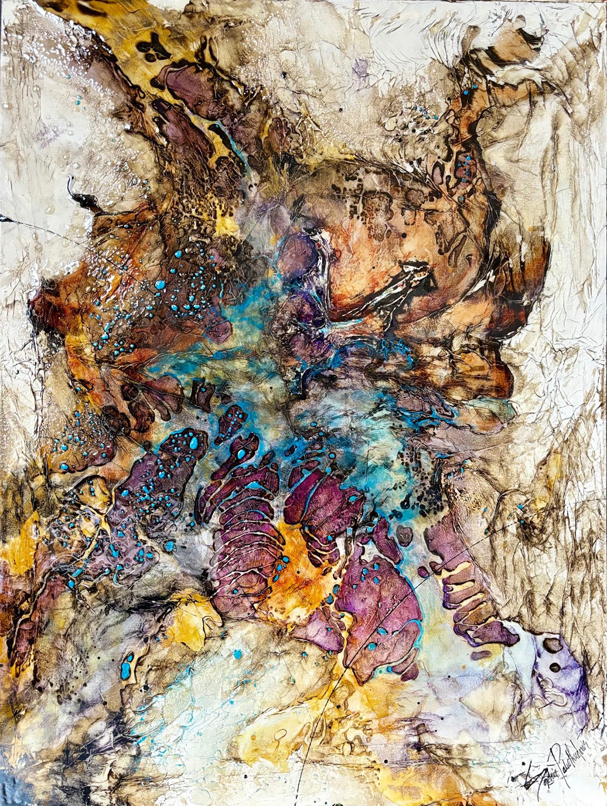 Abstracts “Persian Violet” by Sophia Paleotheodoros – mixed media and resin on canvas.