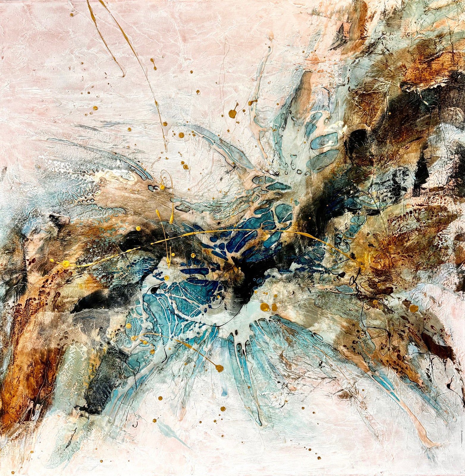 Abstracts “Mono Esi” by Sophia Paleotheodoros – mixed media and resin on canvas.