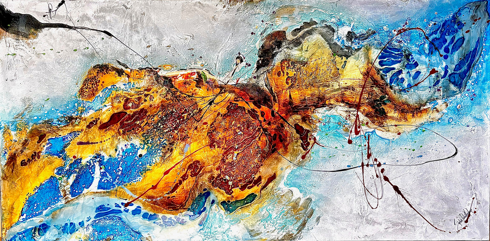 Abstracts “Casanova” by Sophia Paleotheodoros – mixed media and resin on canvas.