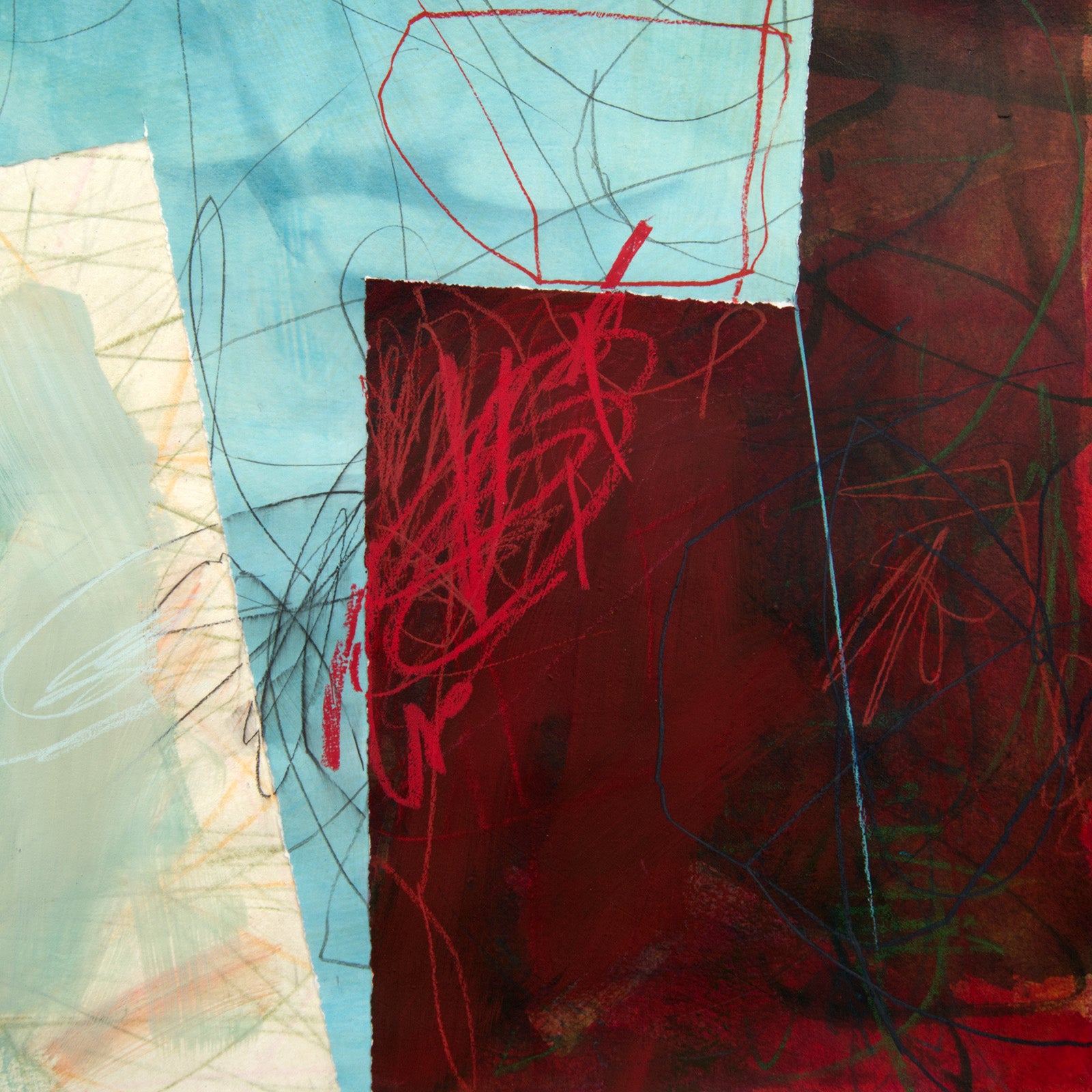 Abstracts “The Docks” by Jacques Pilon – mixed media on paper.