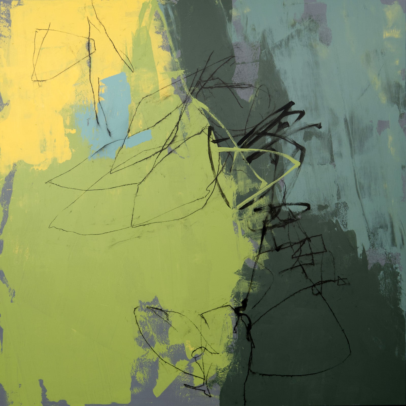 Abstracts “Light In The Clearing” by Jacques Pilon – mixed media on panel.