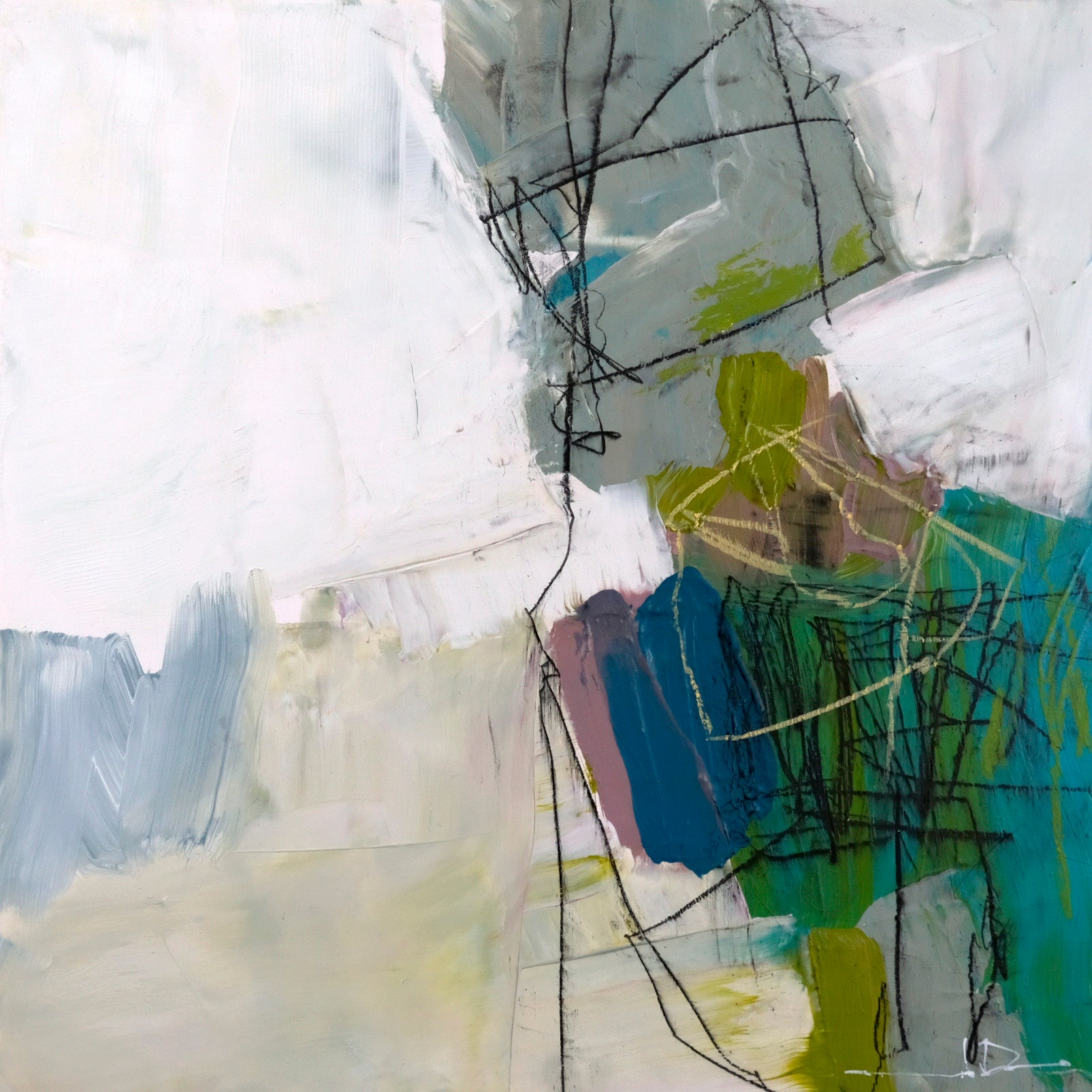 Abstracts “Inspiration” by Jacques Pilon – mixed media on panel.