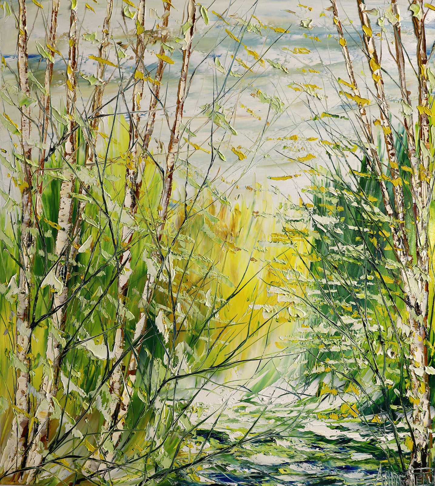 Landscape “Soleil Printanier A L'Horizon” by Andre Pleau – oil on canvas.
