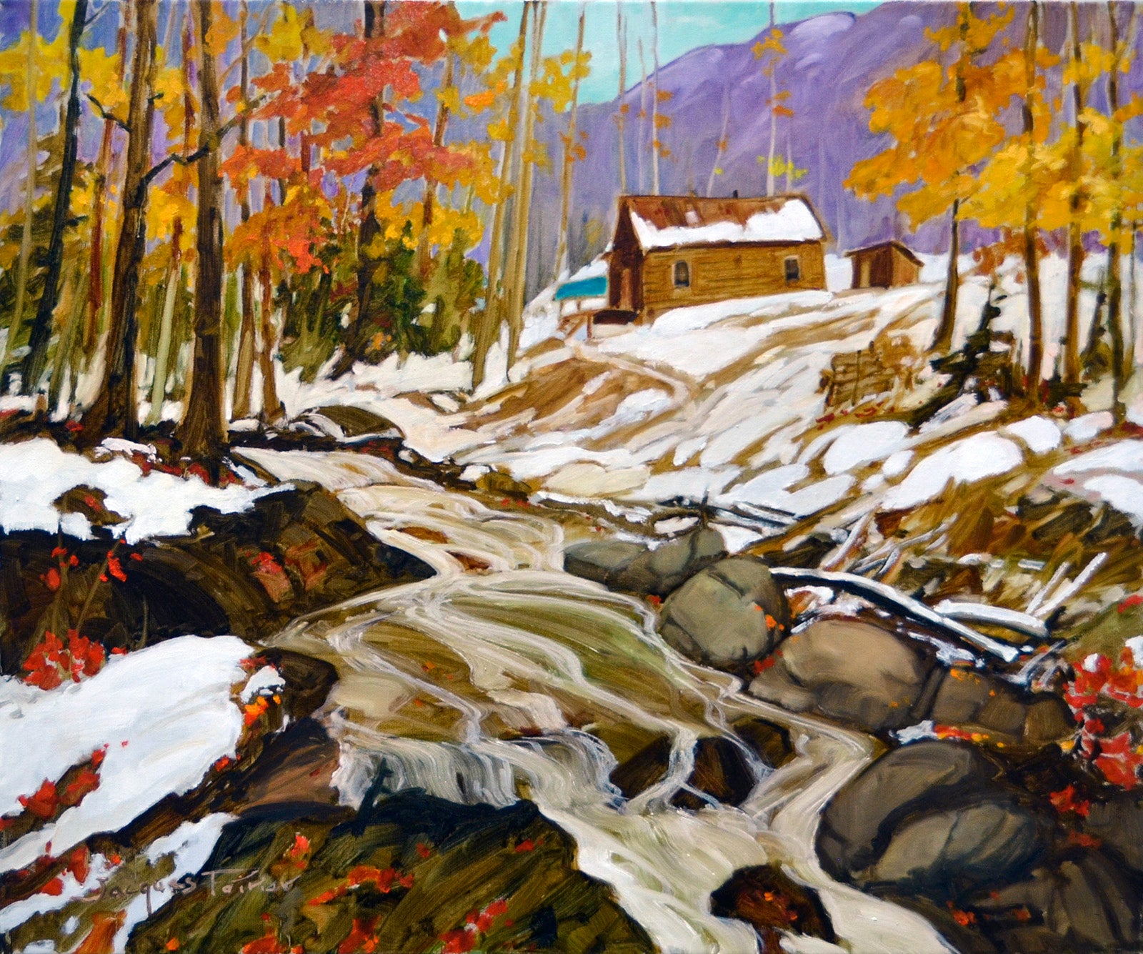 Landscape “Les Rapides” by Jacques Poirier – oil on canvas.