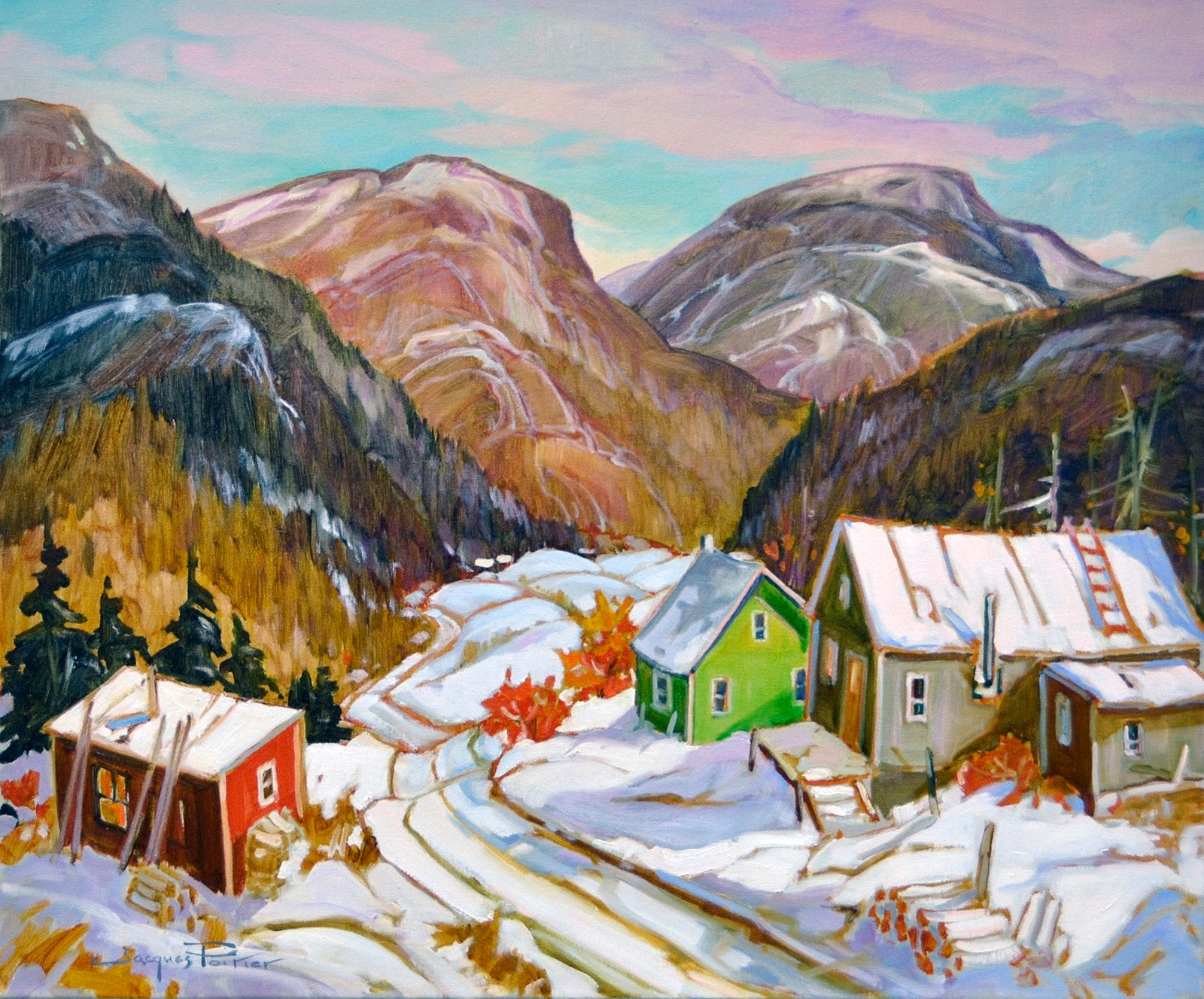 Landscape “Scene De L'Arriere Pays” by Jacques Poirier – oil on canvas.