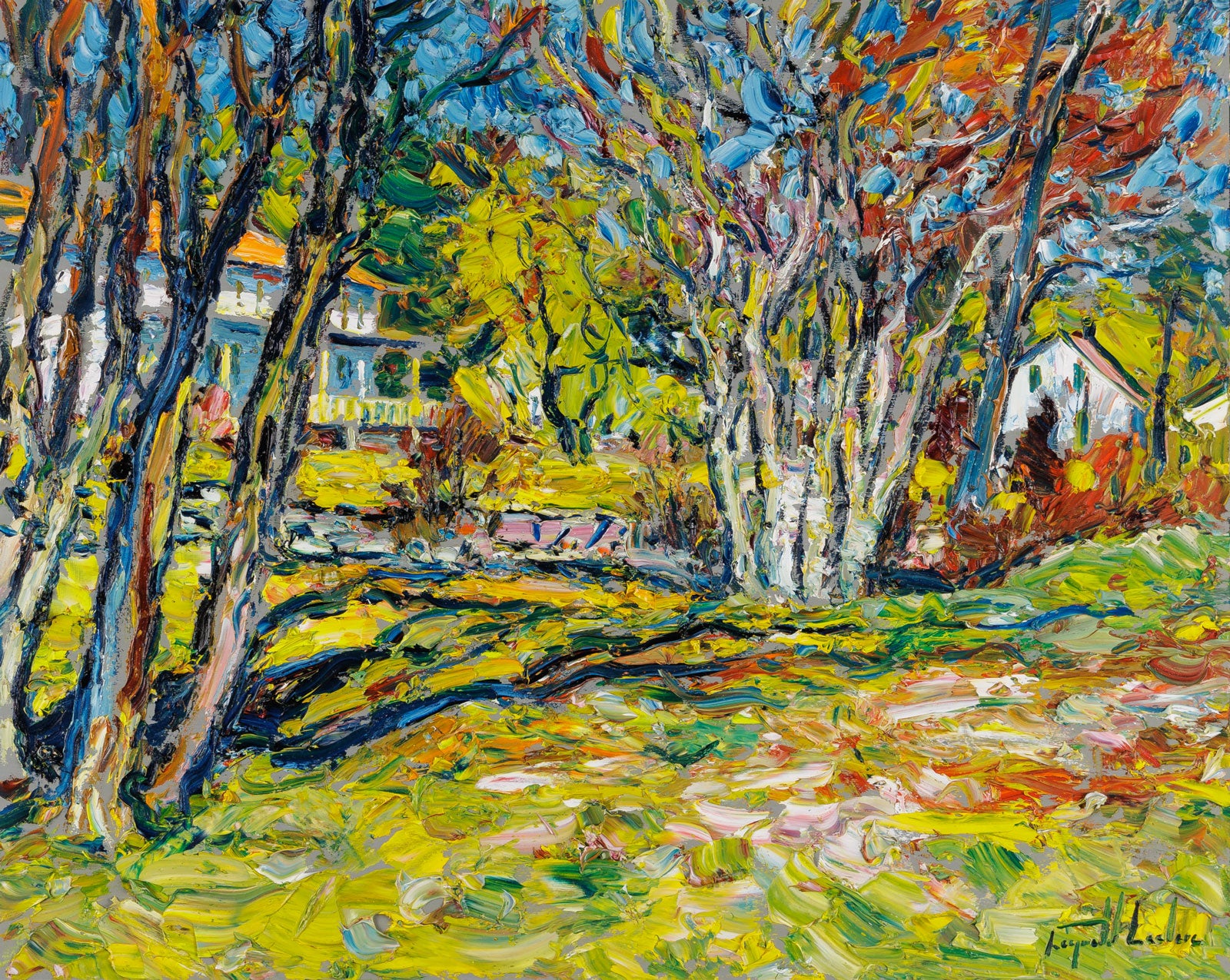 Raynald Leclerc, "Effet De Soleil, Les Eboulements Plateau," oil on panel, 24 x 30 in., sunlit Charlevoix landscape, framed