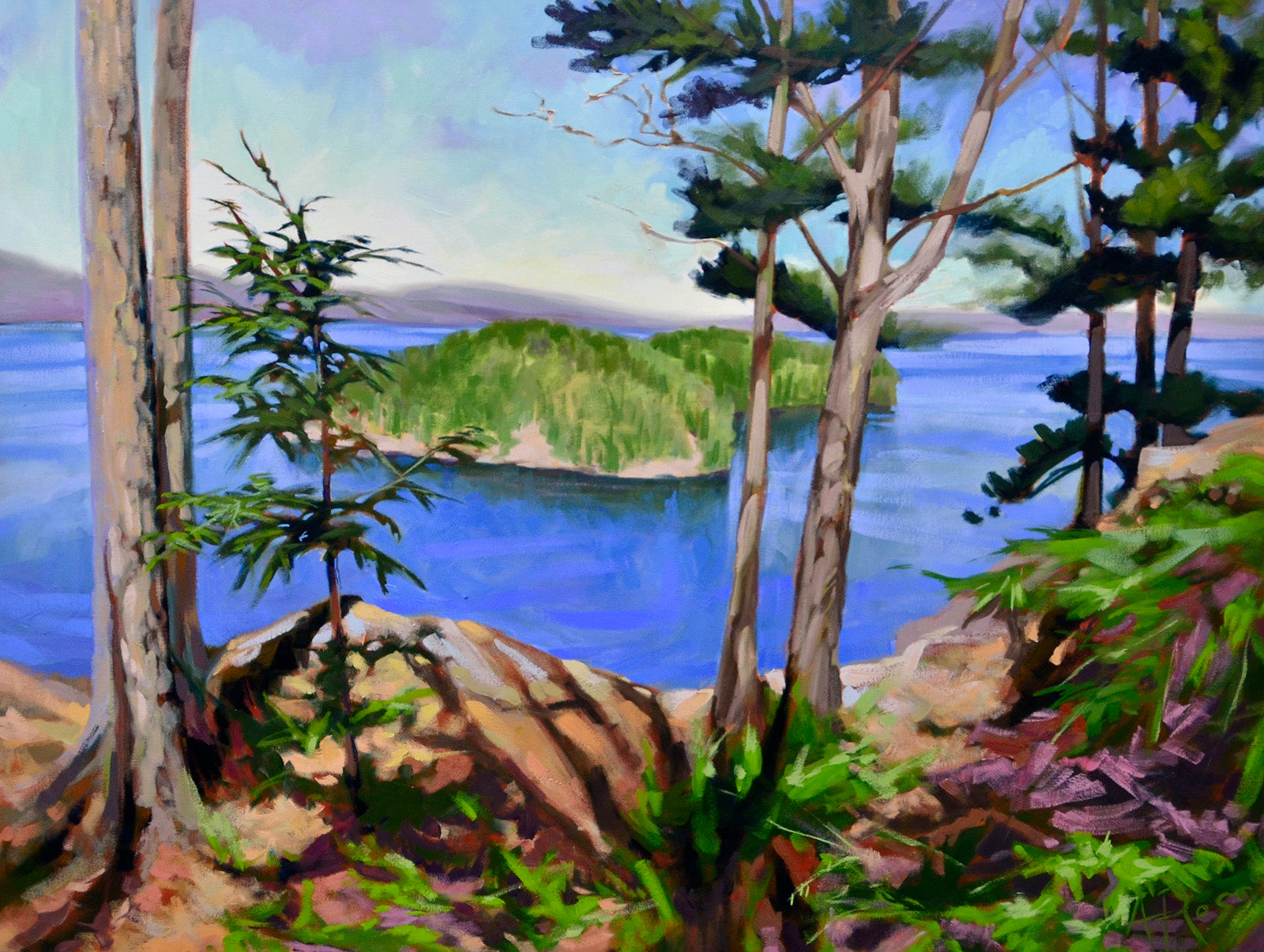 Landscape “Hawks View Of The Island” by Andrea Ross – oil on canvas.