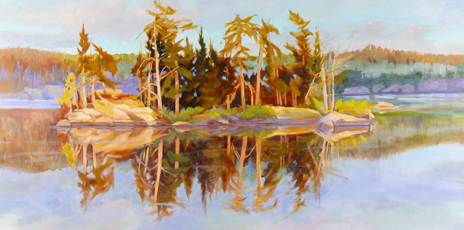 Landscape “Quetico Reflections” by Andrea Ross – oil on canvas.