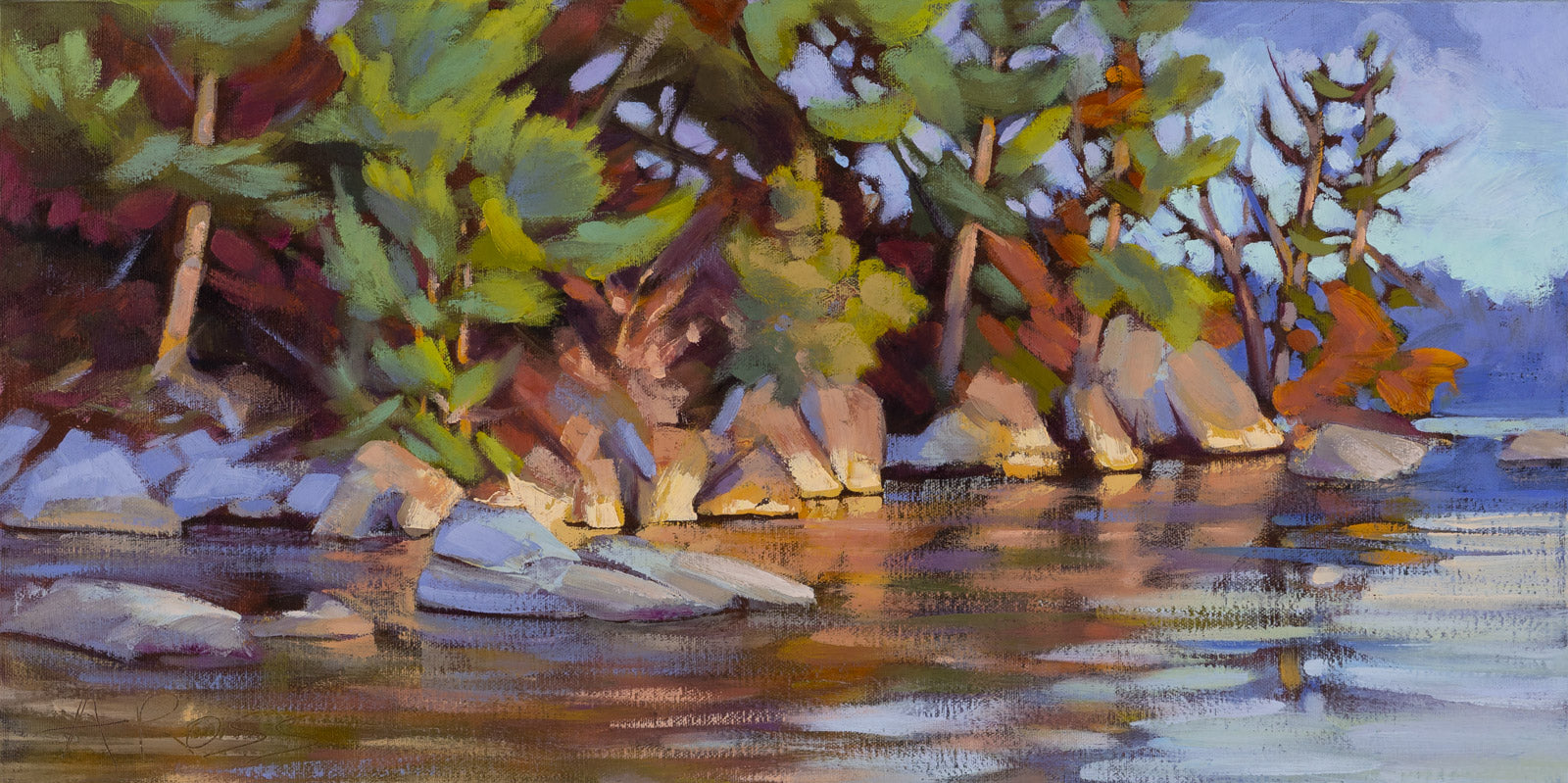 Landscape “Slipping Quietly By” by Andrea Ross – oil on canvas.
