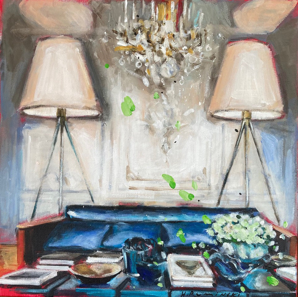 Interiors “Apartment In Paris With Floor Lamps” by Hanna Ruminski – acrylic on canvas.