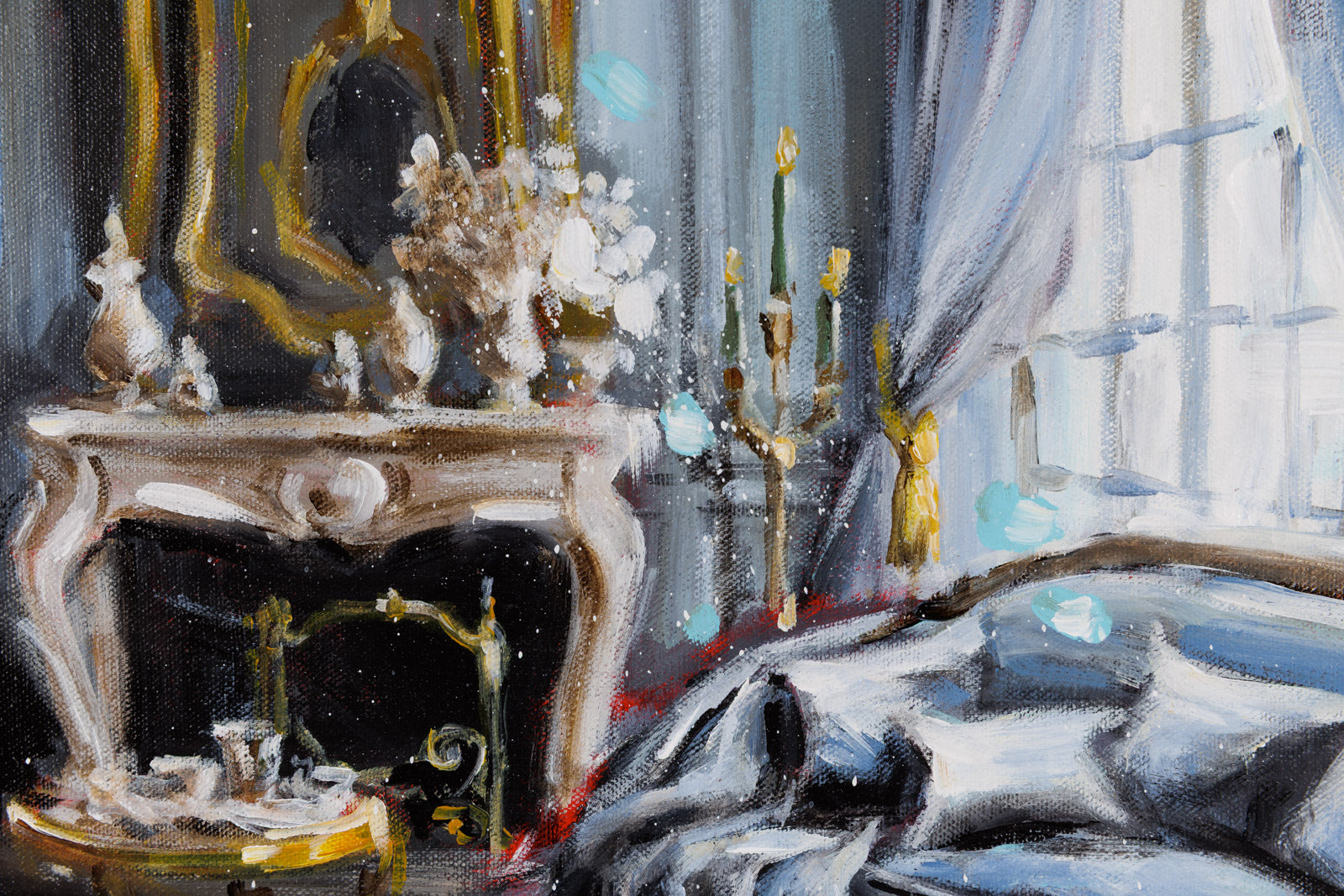 Interior In Steel Grey With Fireplace